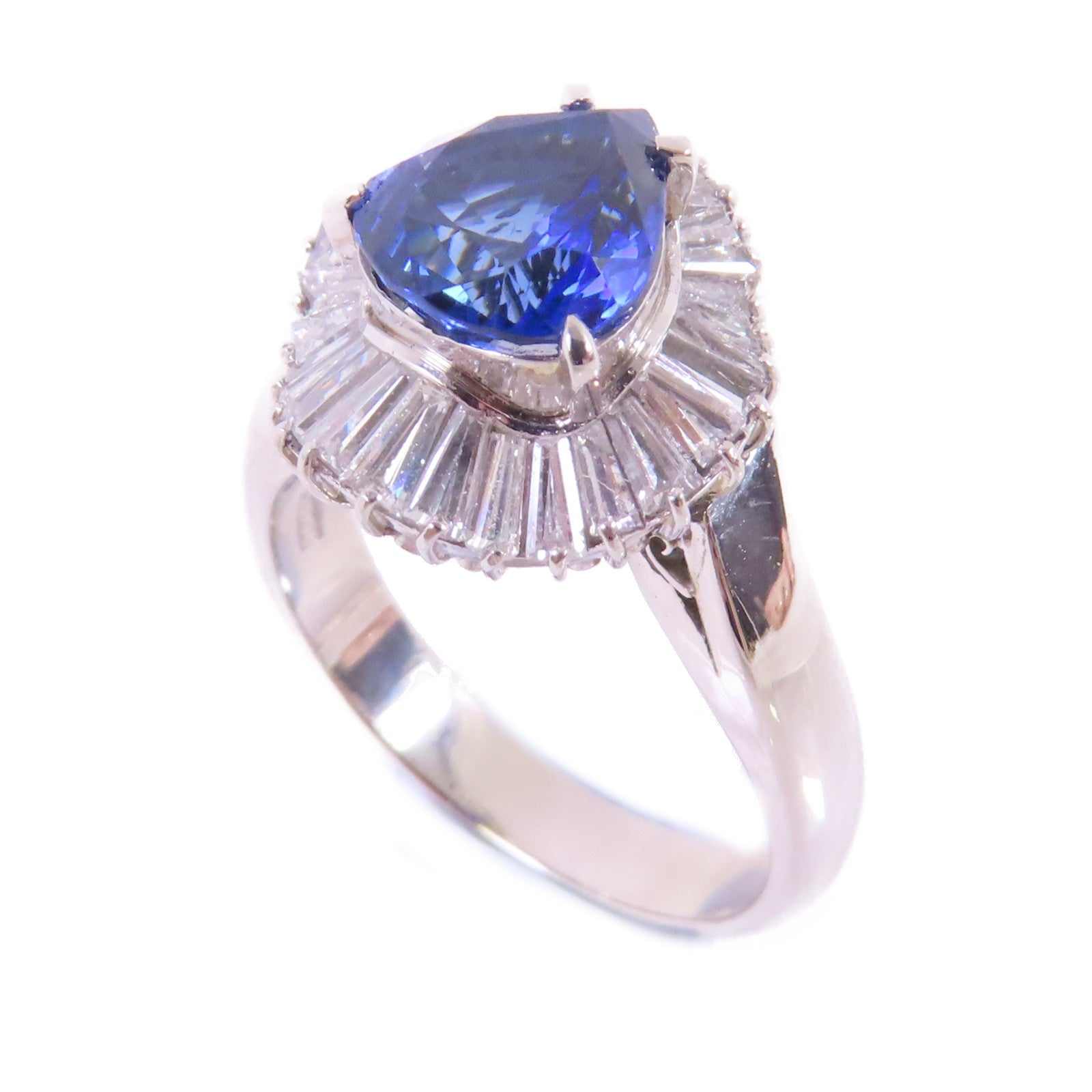 JEWELRY 2.52ct Sapphire 0.77ct Diamond Ring US#6 PT900 Platinum