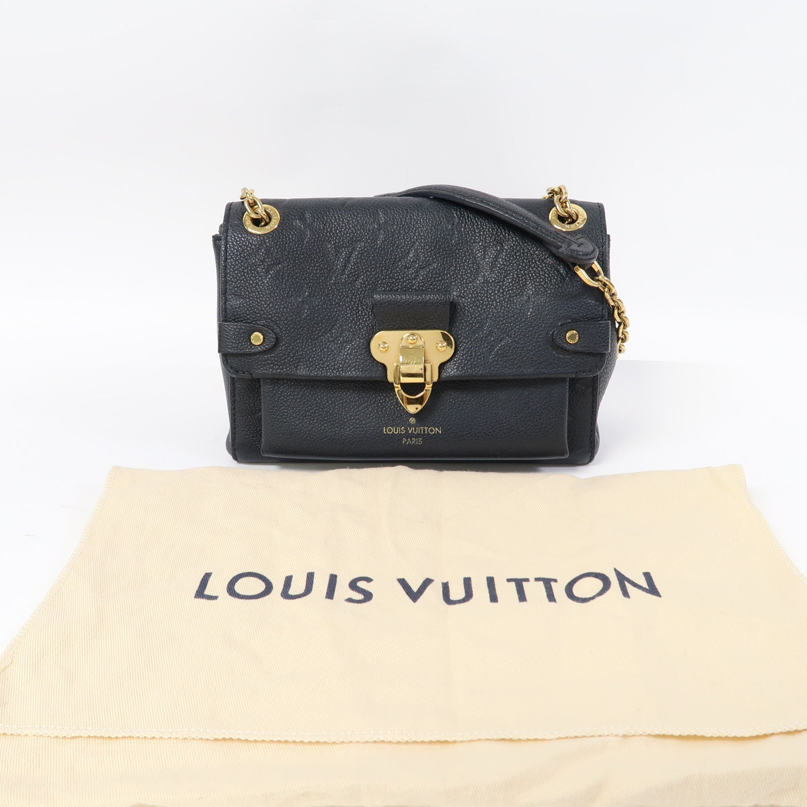 LOUIS VUITTON Monogram Empreinte Vavin BB Shoulder Bag金扣鏈帶肩背袋黑色