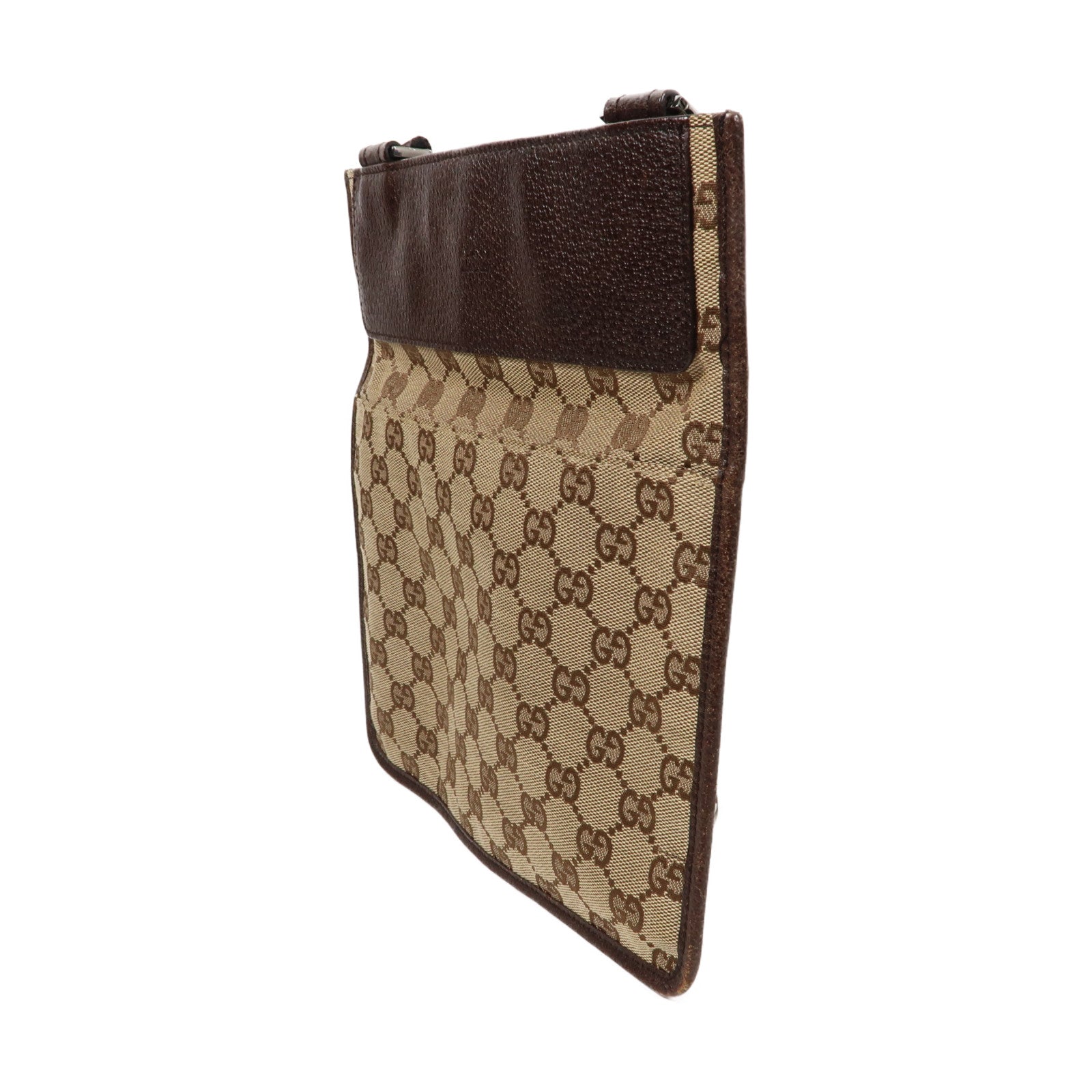 GUCCI 帆布Crossbody Shoulder Bag銀扣肩背袋啡色