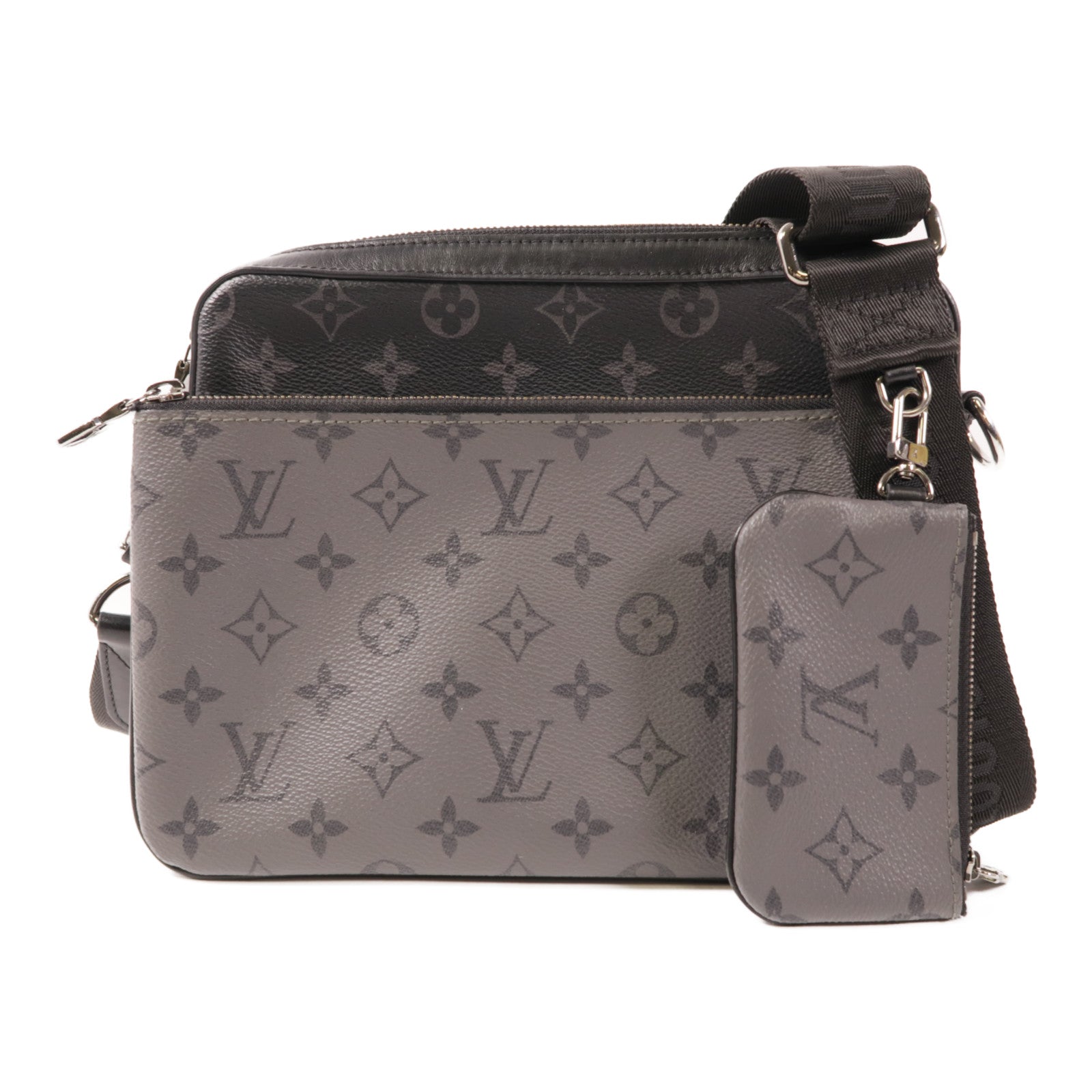 LOUIS VUITTON Trio Messenger Shoulder Bag M69443 Monogram Eclipse Reverse Gray