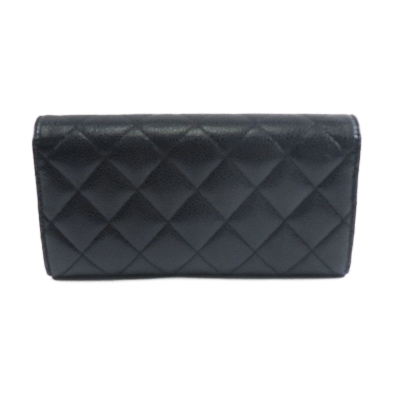 CHANEL 牛皮皮革Wallet金扣長錢包黑色
