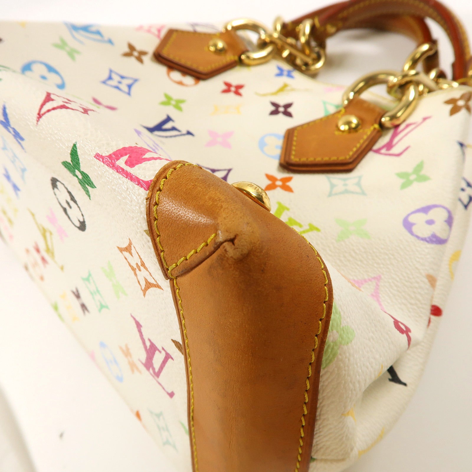 LOUIS VUITTON Monogram Multicolore Audra金扣手挽袋白色/彩色