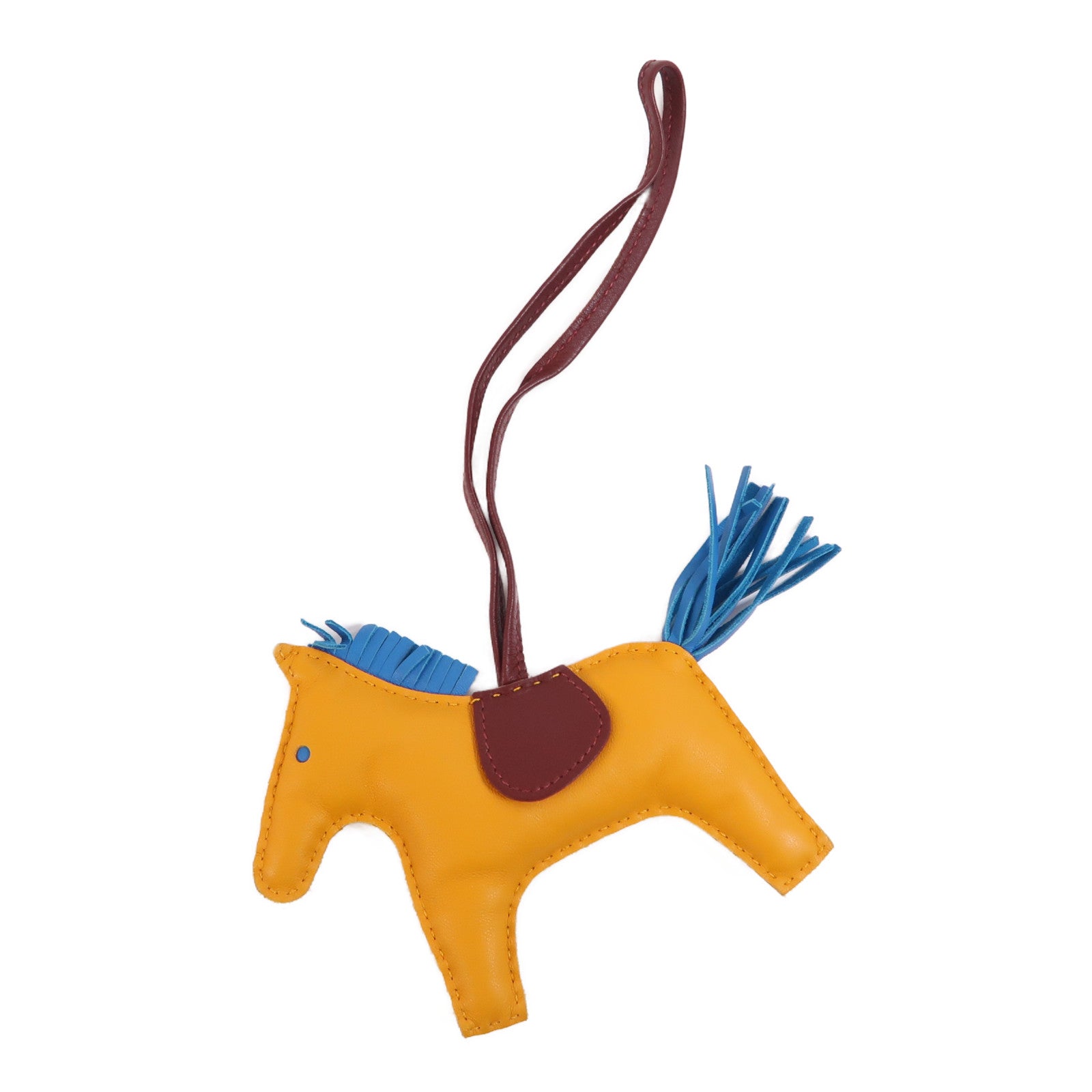 HERMES Rodeo MM Charm Swift Leather Orange/Blue/Brown
