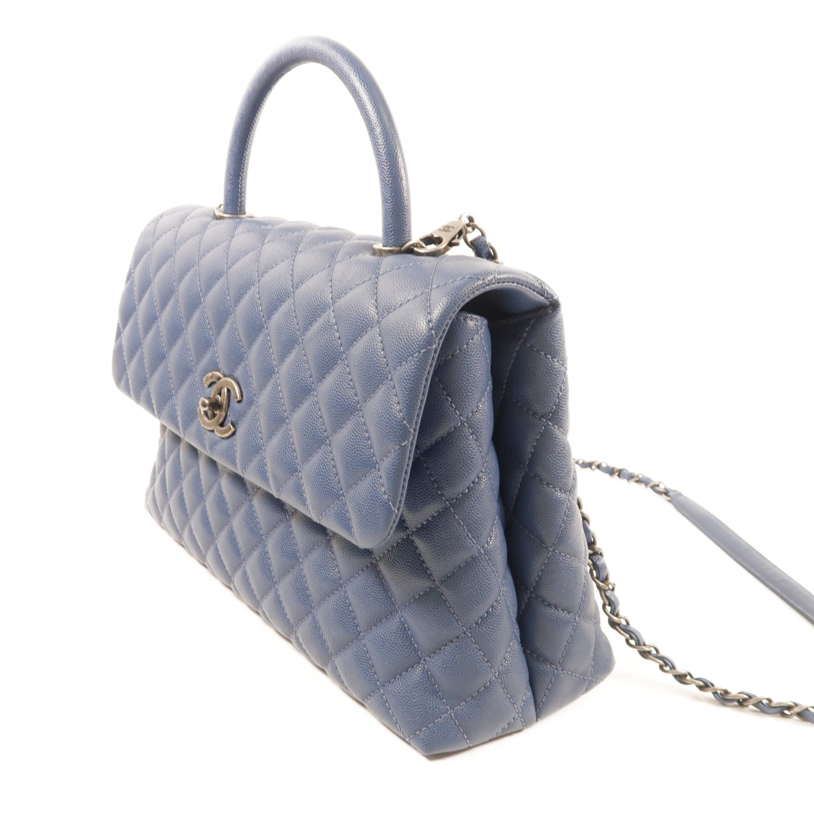 CHANEL 【激減優惠】牛皮皮革Coco Handle銀扣鏈帶手挽肩背兩用袋