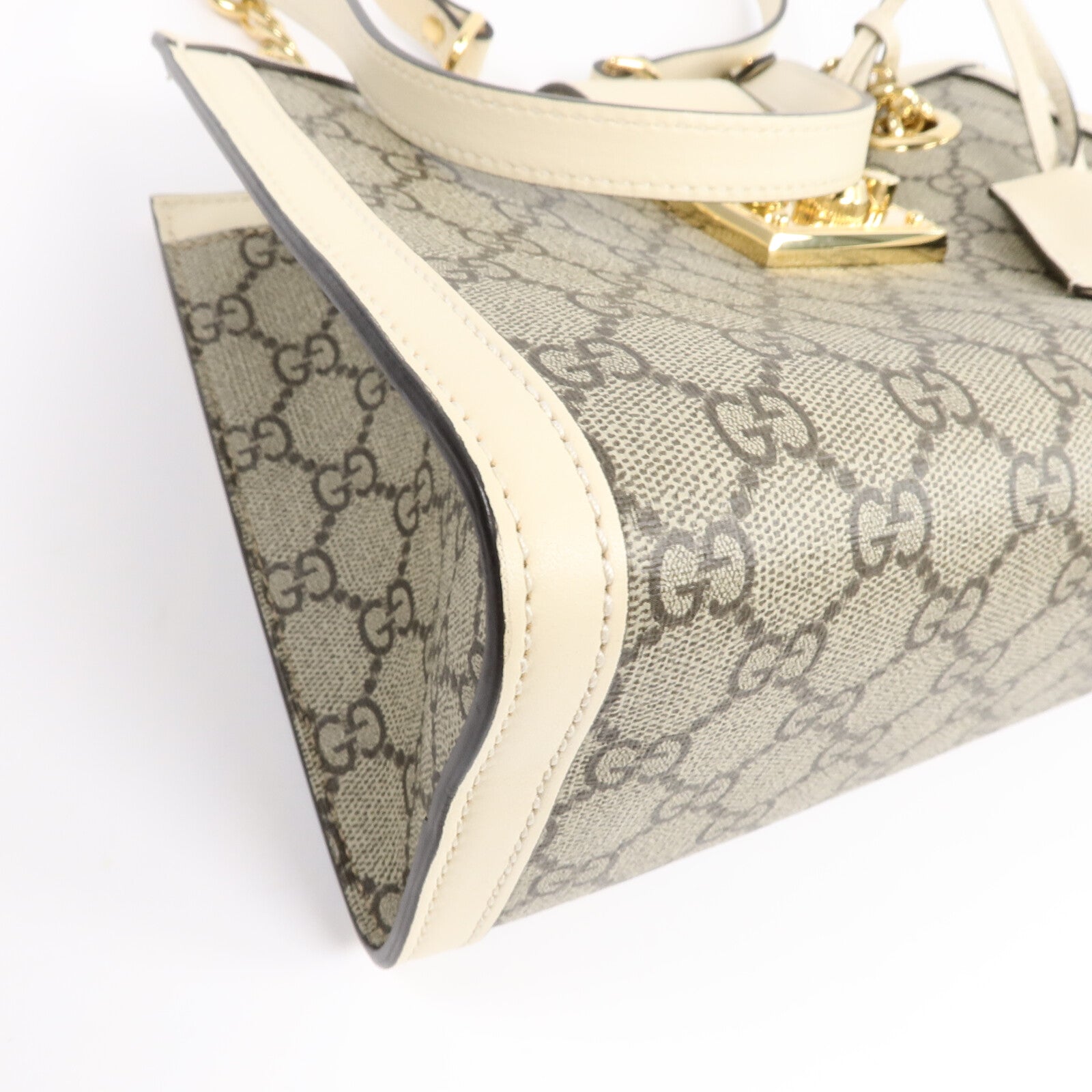 GUCCI 塗層帆布Padlock GG Small手挽袋