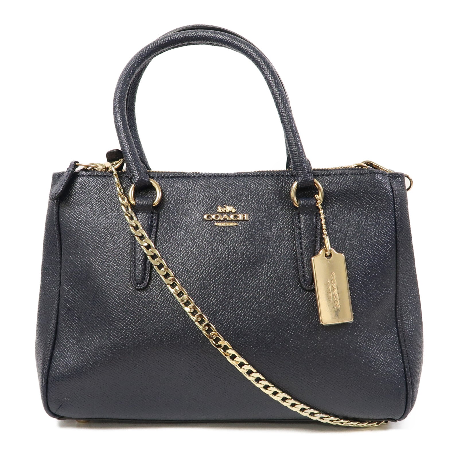 COACH 【激減優惠】牛皮皮革Shoulder Bag金扣手挽肩背兩用袋藍色