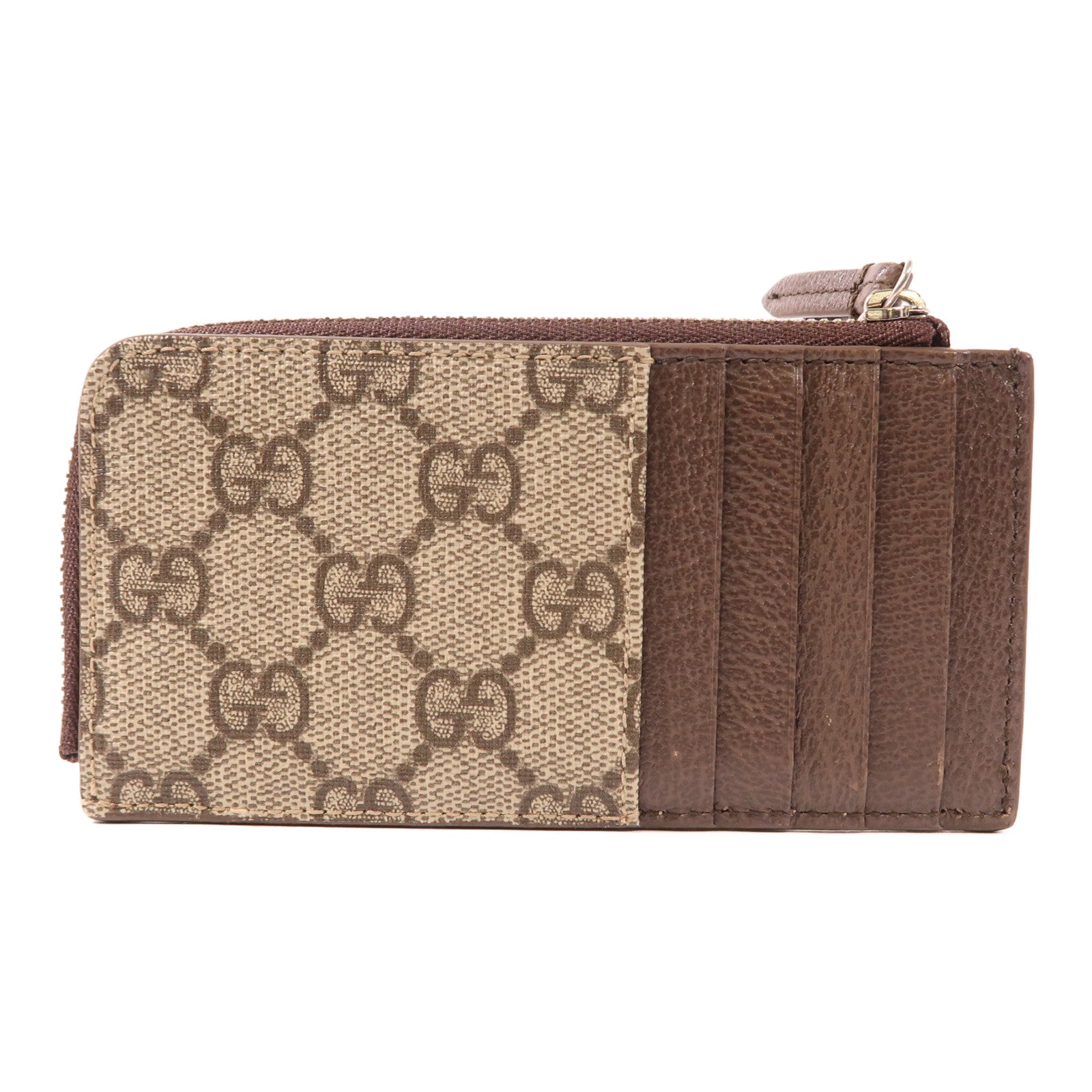 GUCCI 塗層帆布GG Zip Card Case銀扣卡片套