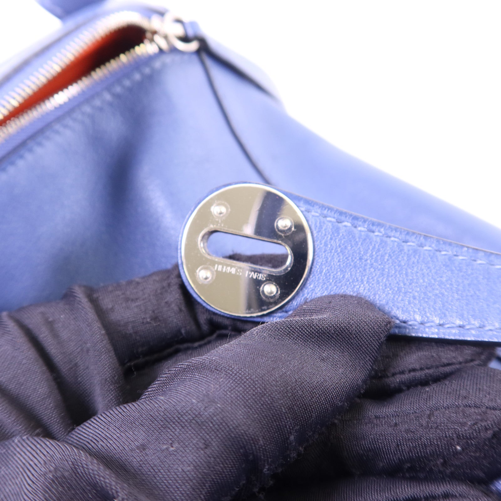 HERMES Swift皮革Lindy 26銀扣手挽肩背兩用袋Bleu Brighton