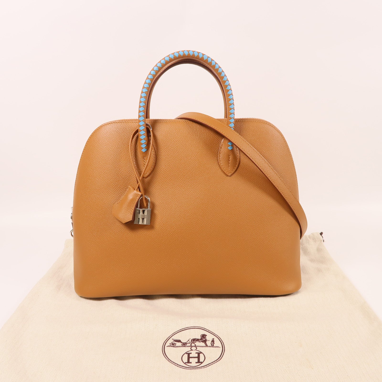 HERMES Epsom皮革Bolide 1923 30銀扣手挽肩背兩用袋Gold