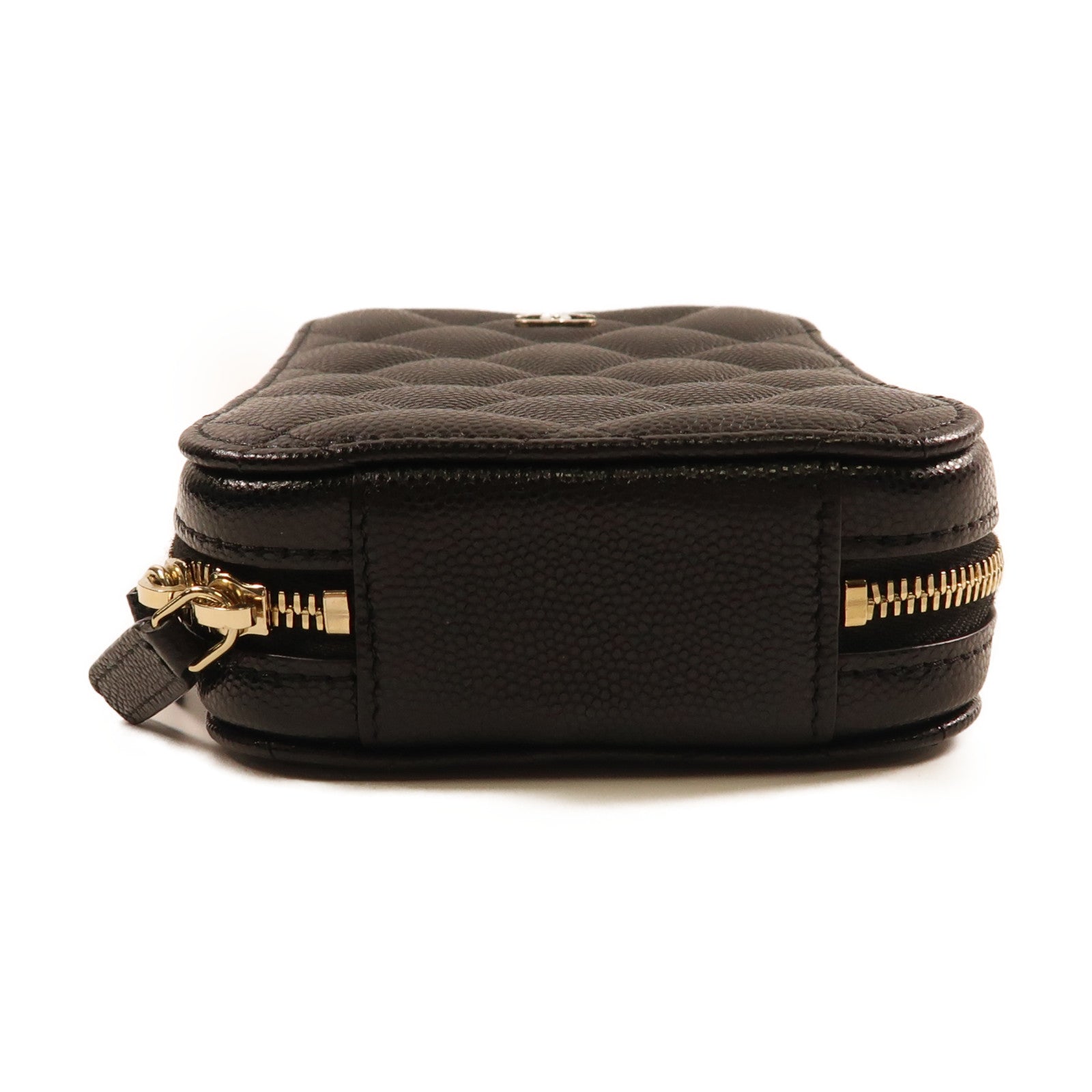 CHANEL 牛皮皮革Chain Shoulder金扣鏈帶肩背袋黑色