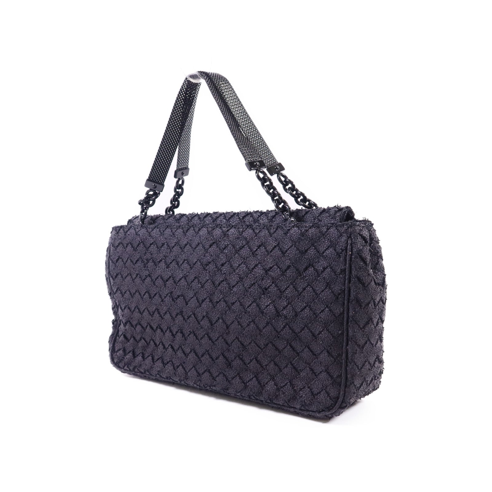 BOTTEGA VENETA 藤料Handbag黑扣手挽袋