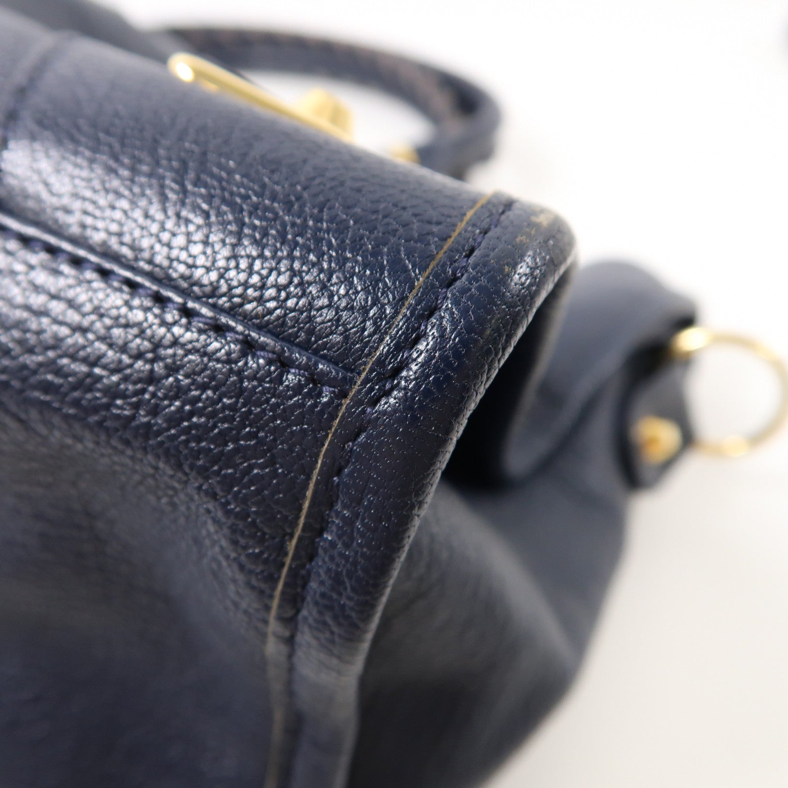 BALENCIAGA 牛皮皮革Part Time金扣手挽肩背兩用袋深藍色