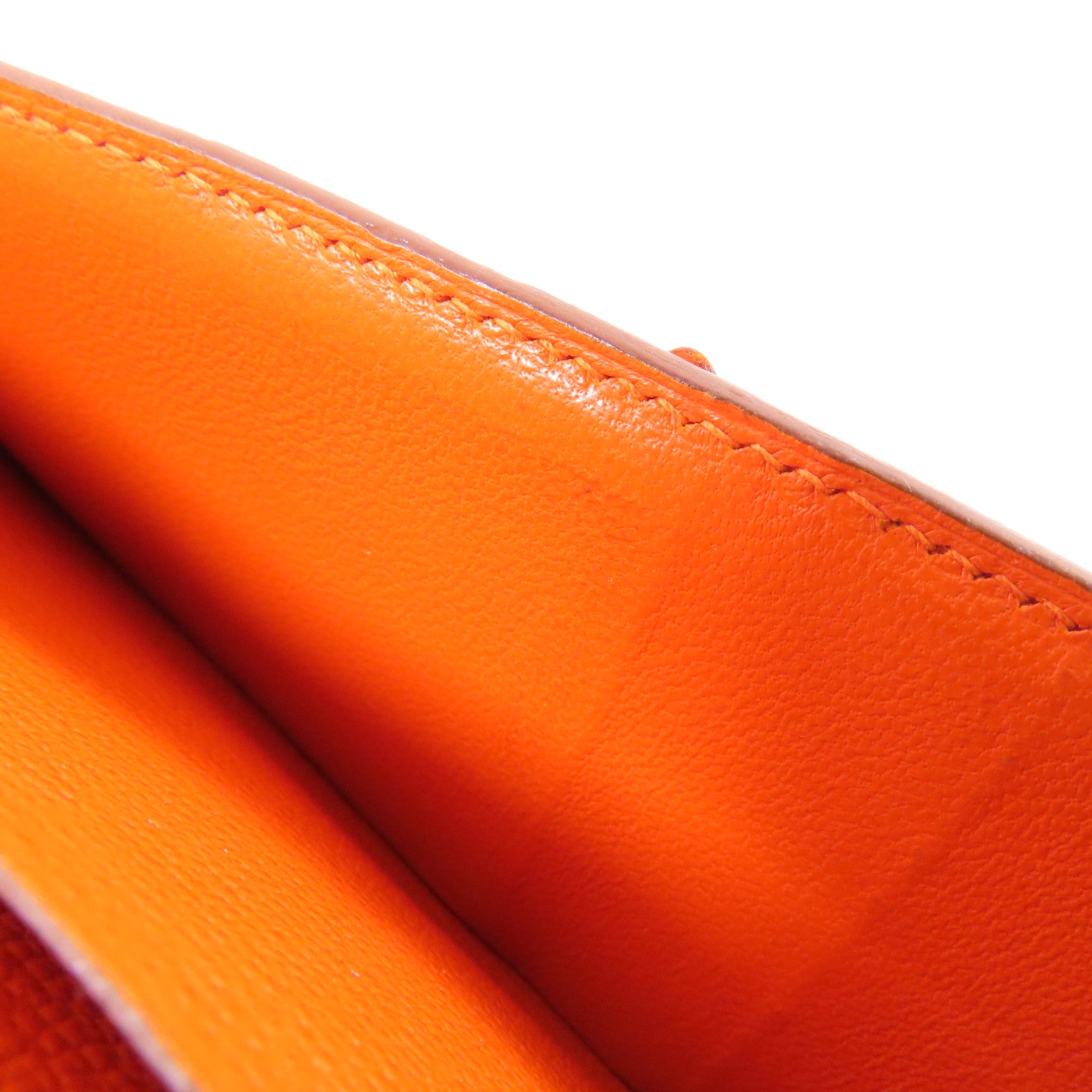 HERMES Chevre皮革Bearn金扣長錢包93 Orange