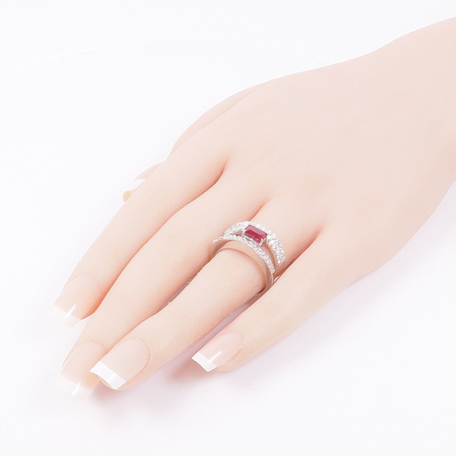 JEWELRY PT900鉑金Ruby/Diamond Ring紅寶石/鑽石戒指US#7.25