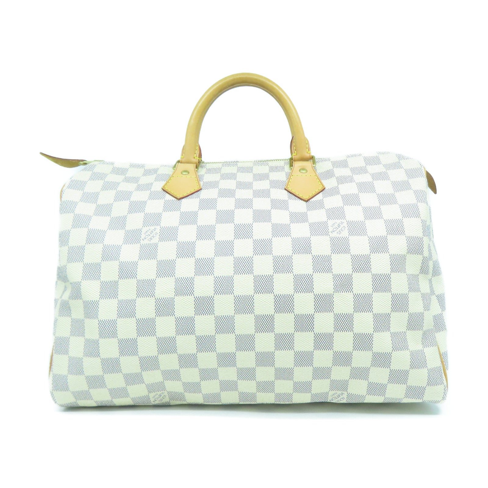 LOUIS VUITTON 【激減優惠】Damier Azur Speedy 35金扣手挽袋白色