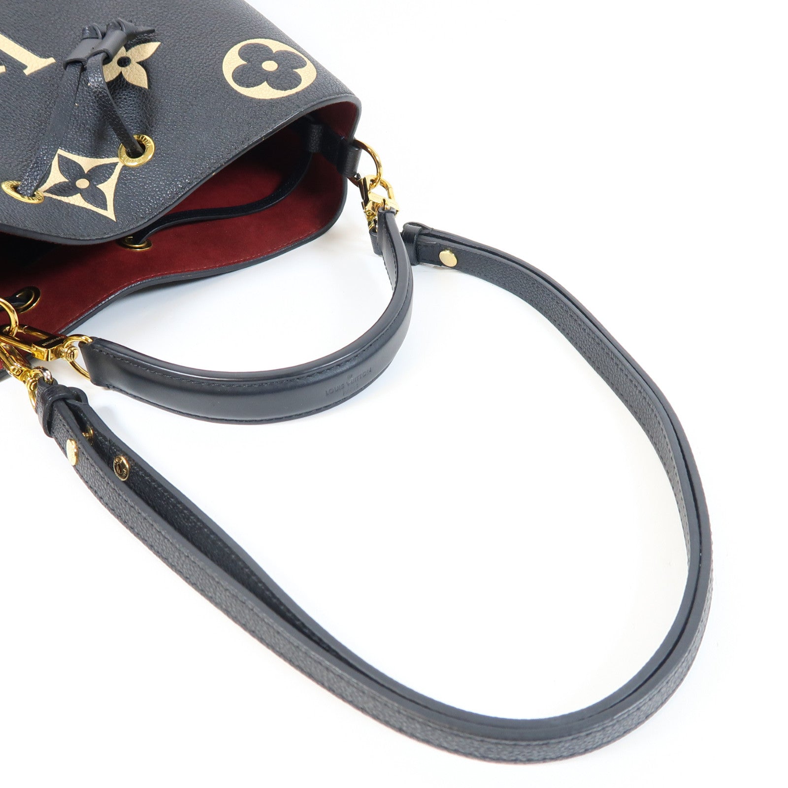 LOUIS VUITTON Monogram Empreinte Neo Noe MM金扣手挽肩背兩用袋黑色/米色