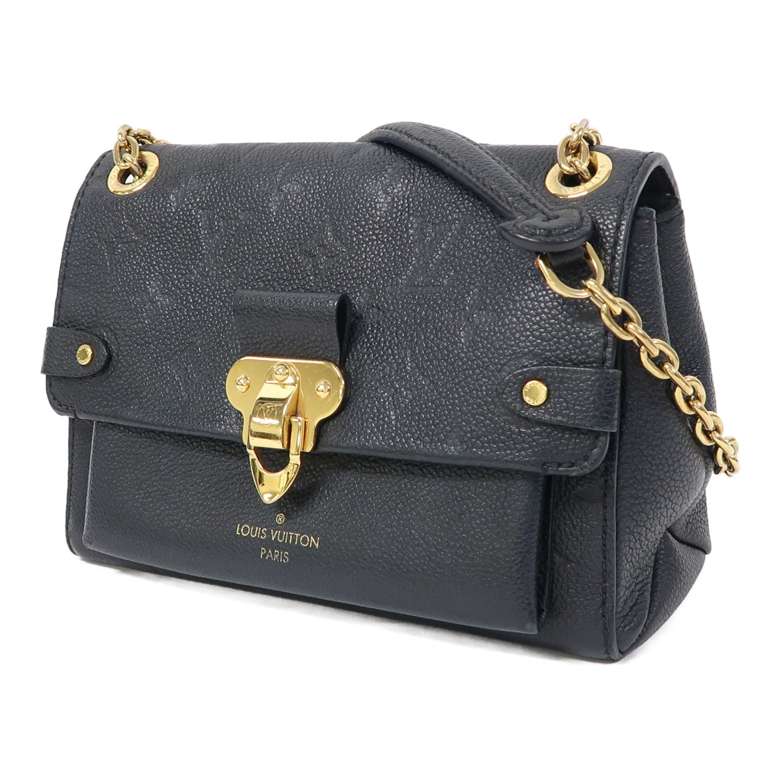 LOUIS VUITTON Monogram Empreinte Vavin BB Shoulder Bag金扣鏈帶肩背袋黑色