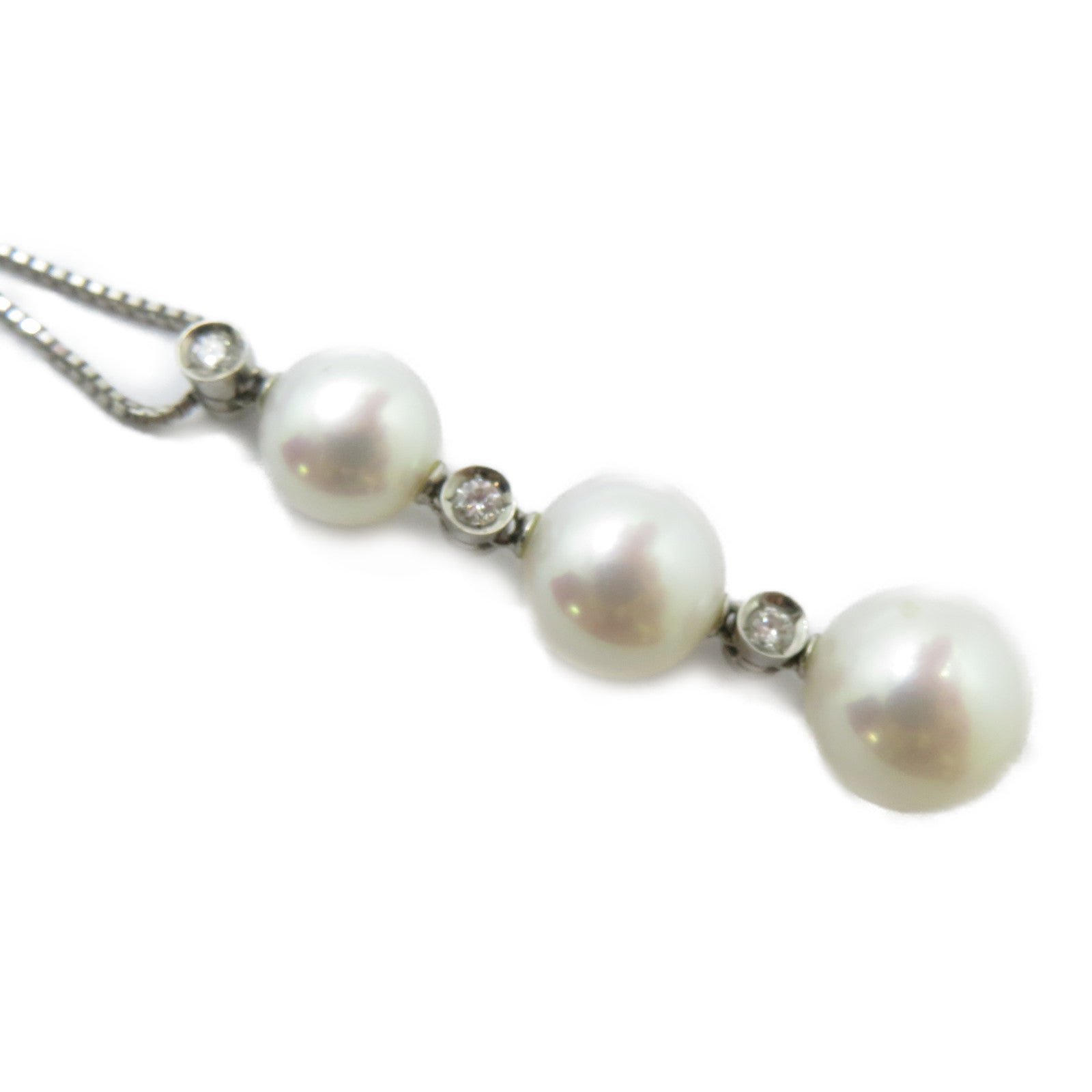 JEWELRY PT900/PT850鉑金Pearl Necklace 0.10ct鑽石項鏈