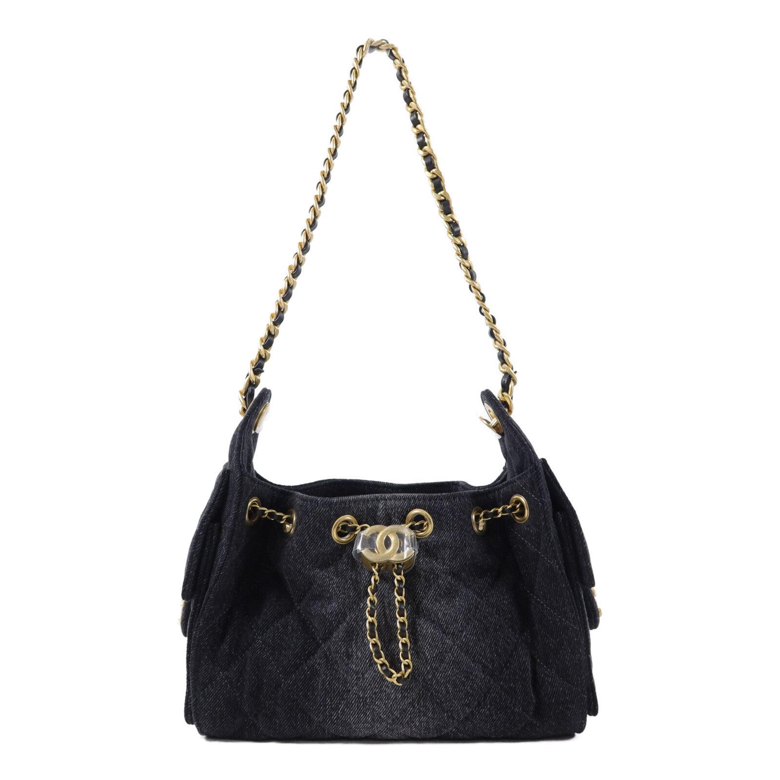 CHANEL 牛仔布Chanel 25 Mini鏈帶肩背袋