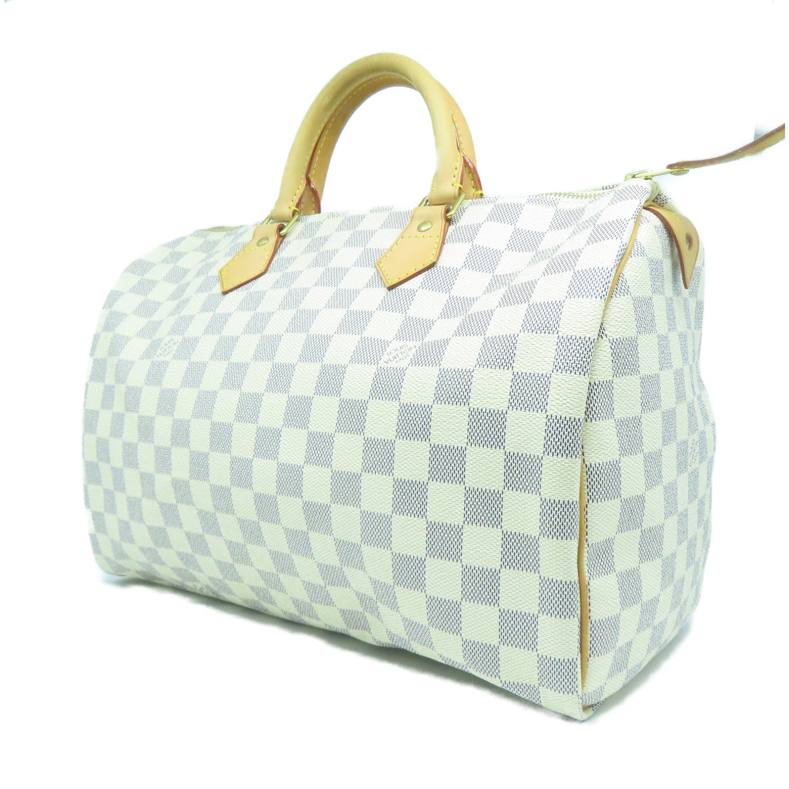LOUIS VUITTON 【激減優惠】Damier Azur Speedy 35金扣手挽袋白色