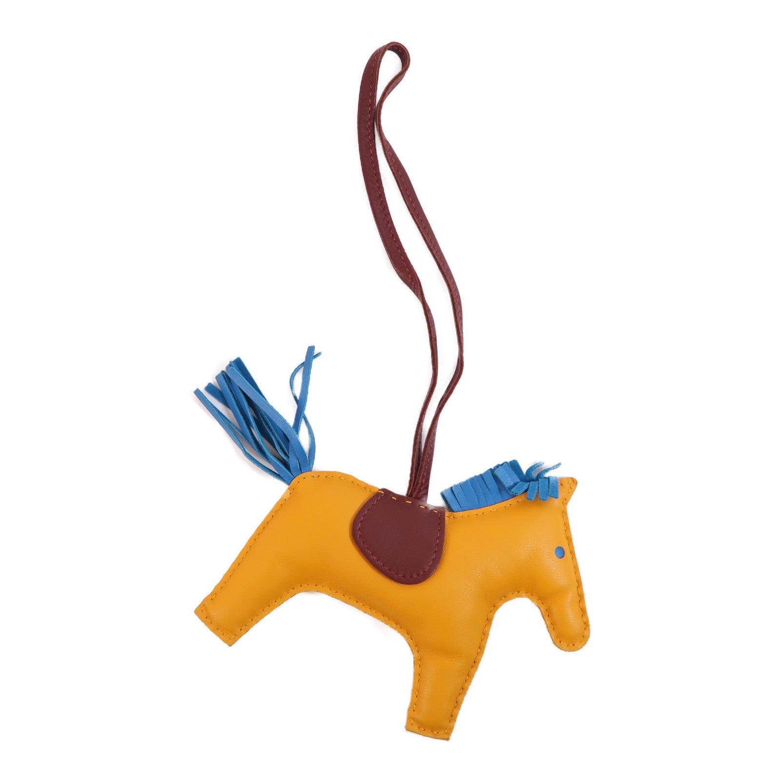 HERMES Rodeo MM Charm Swift Leather Orange/Blue/Brown