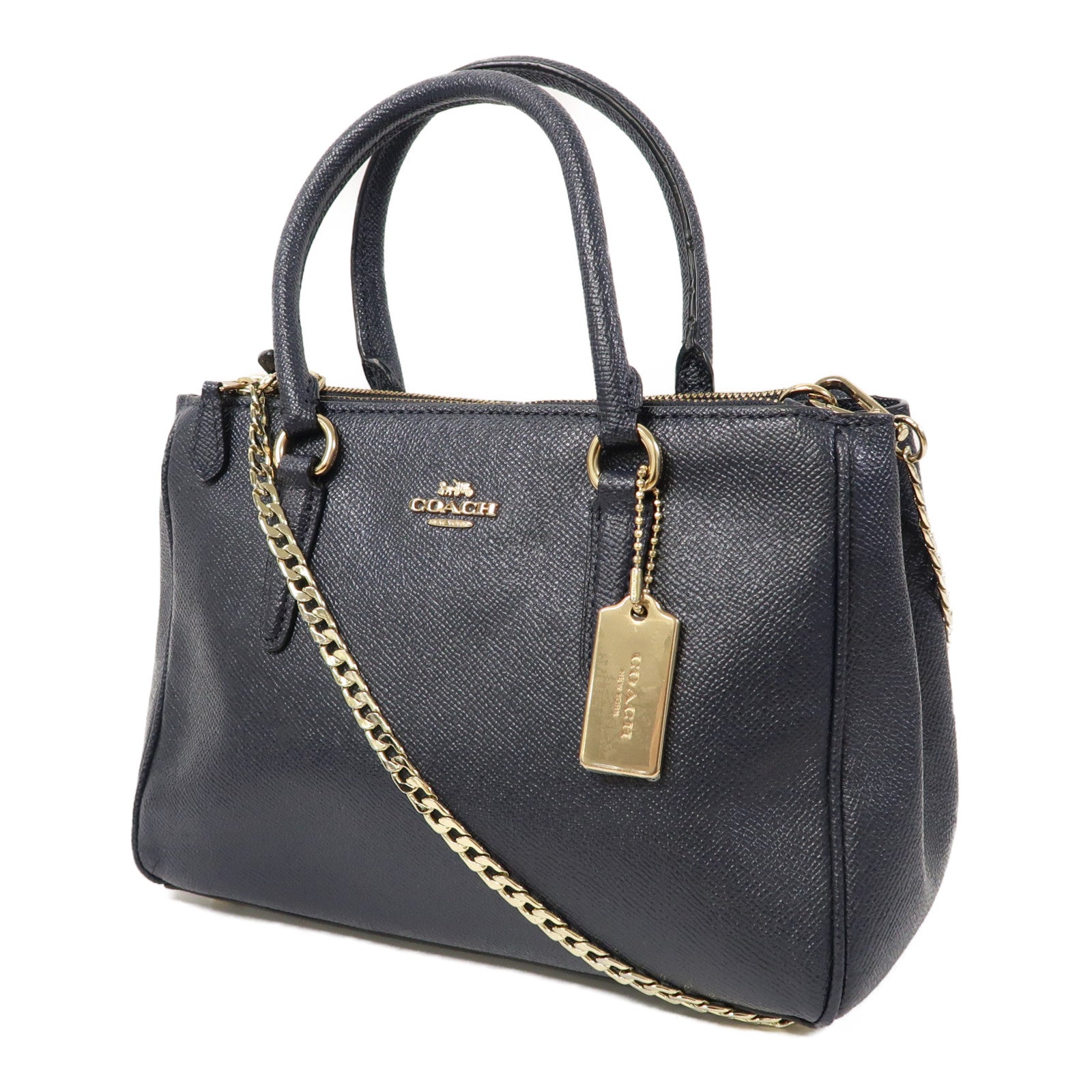 COACH 【激減優惠】牛皮皮革Shoulder Bag金扣手挽肩背兩用袋藍色