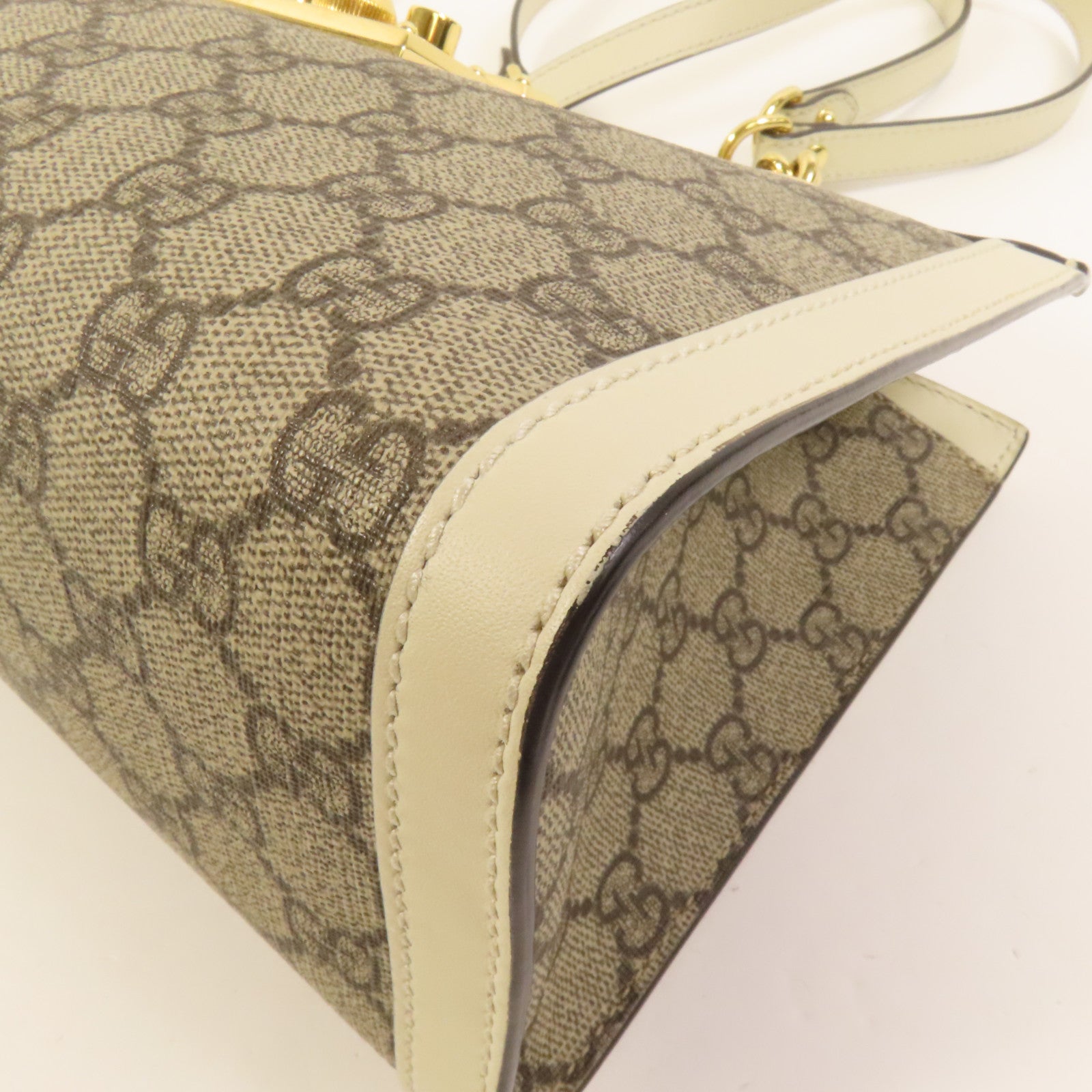 GUCCI 塗層帆布Padlock金扣鏈帶肩背袋