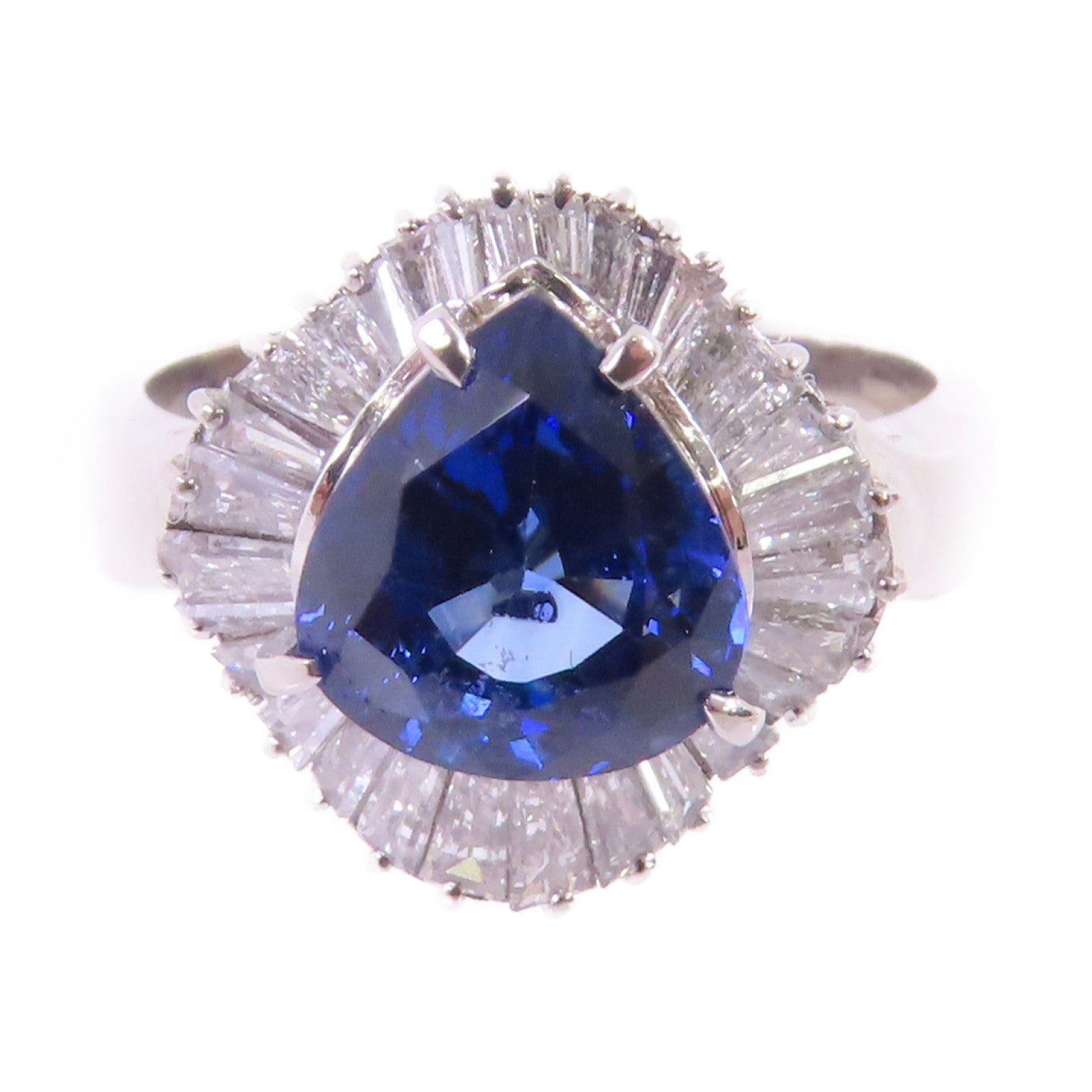 JEWELRY 2.52ct Sapphire 0.77ct Diamond Ring US#6 PT900 Platinum