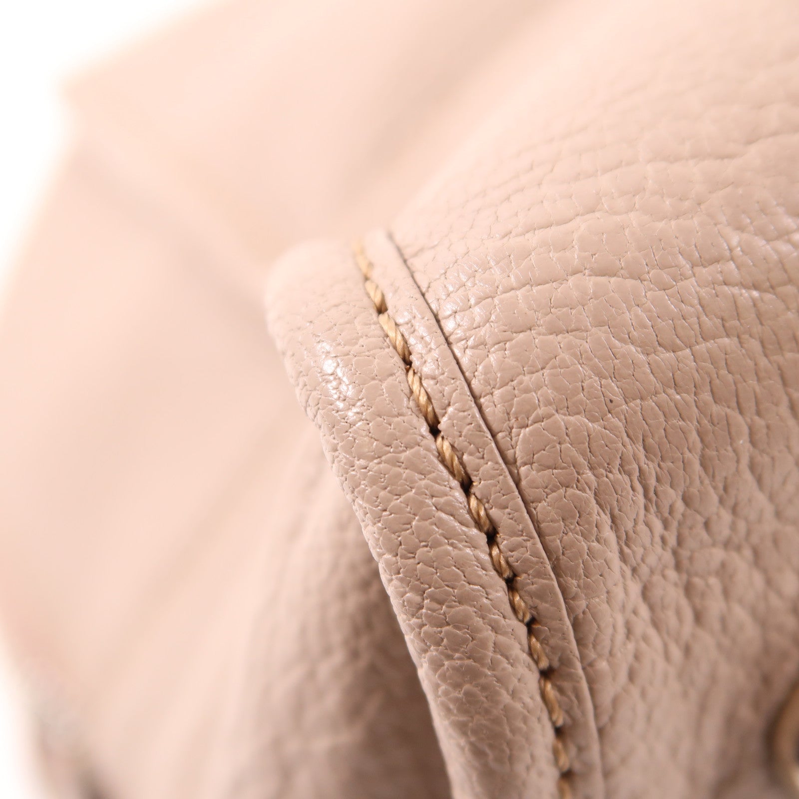 LOEWE 牛皮皮革Handbag銀扣手挽袋淺棕色