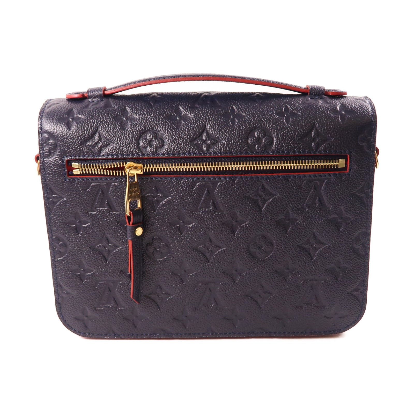 LOUIS VUITTON Monogram Empreinte Pochette Metis金扣手挽肩背兩用袋深藍色