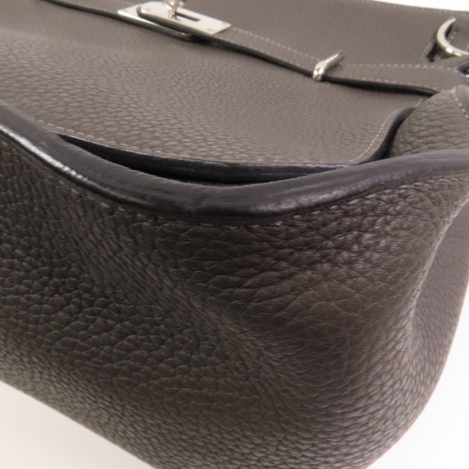 HERMES Clemence皮革Jypesiere 37銀扣肩背袋Etain