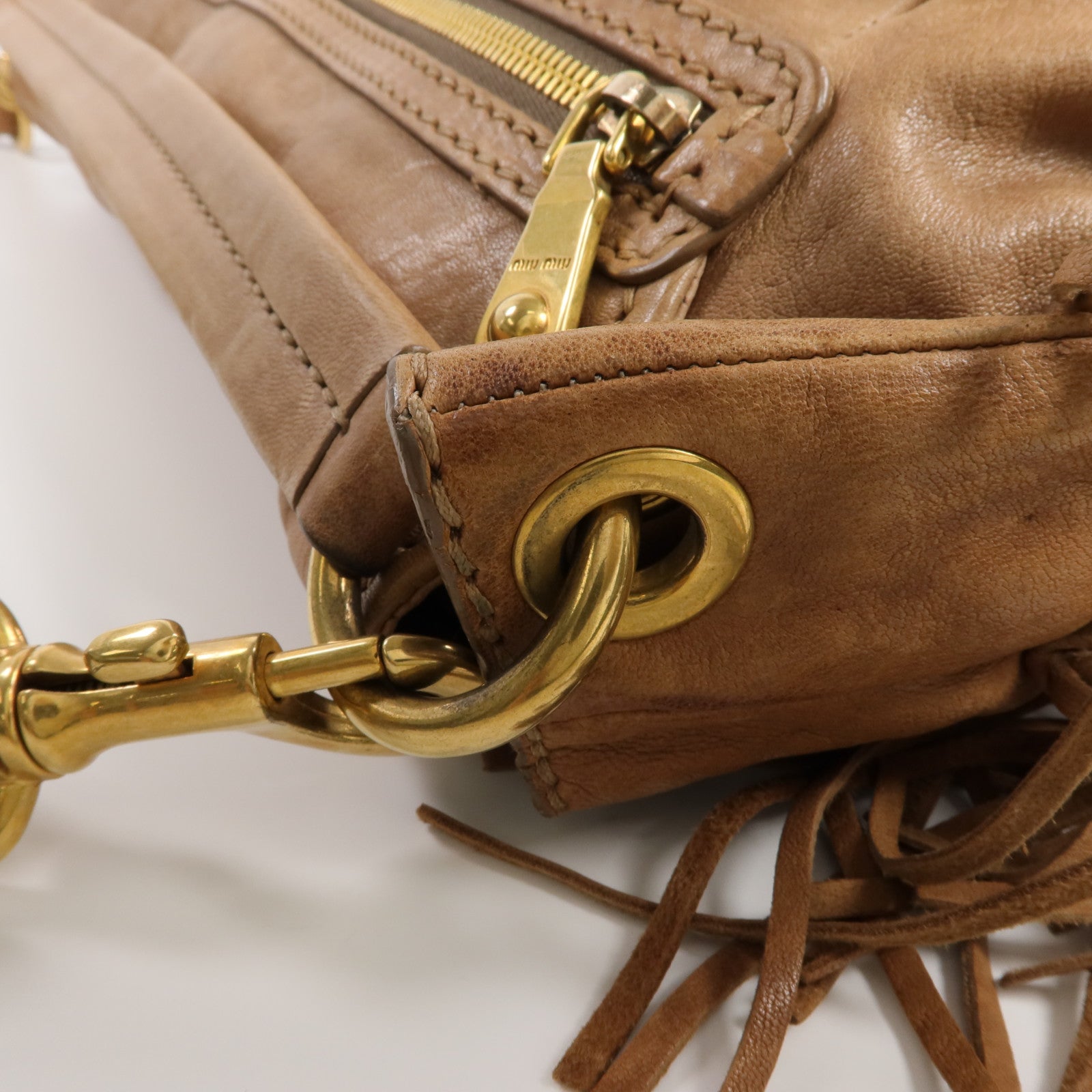 Miu Miu 牛皮皮革2 Way Shoulder金扣手挽肩背兩用袋
