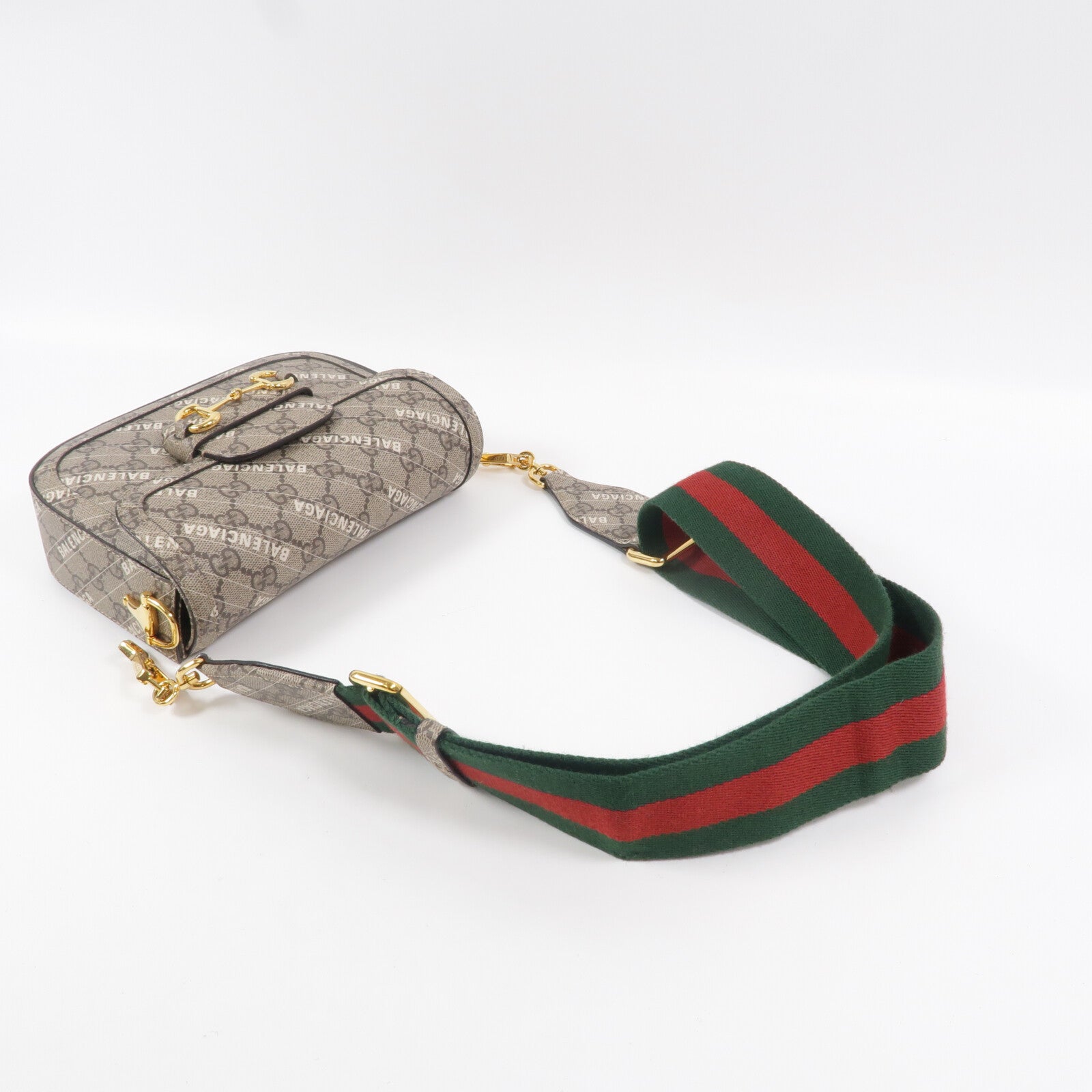 GUCCI 塗層帆布Horsebit 1955 X Balenciaga肩背袋