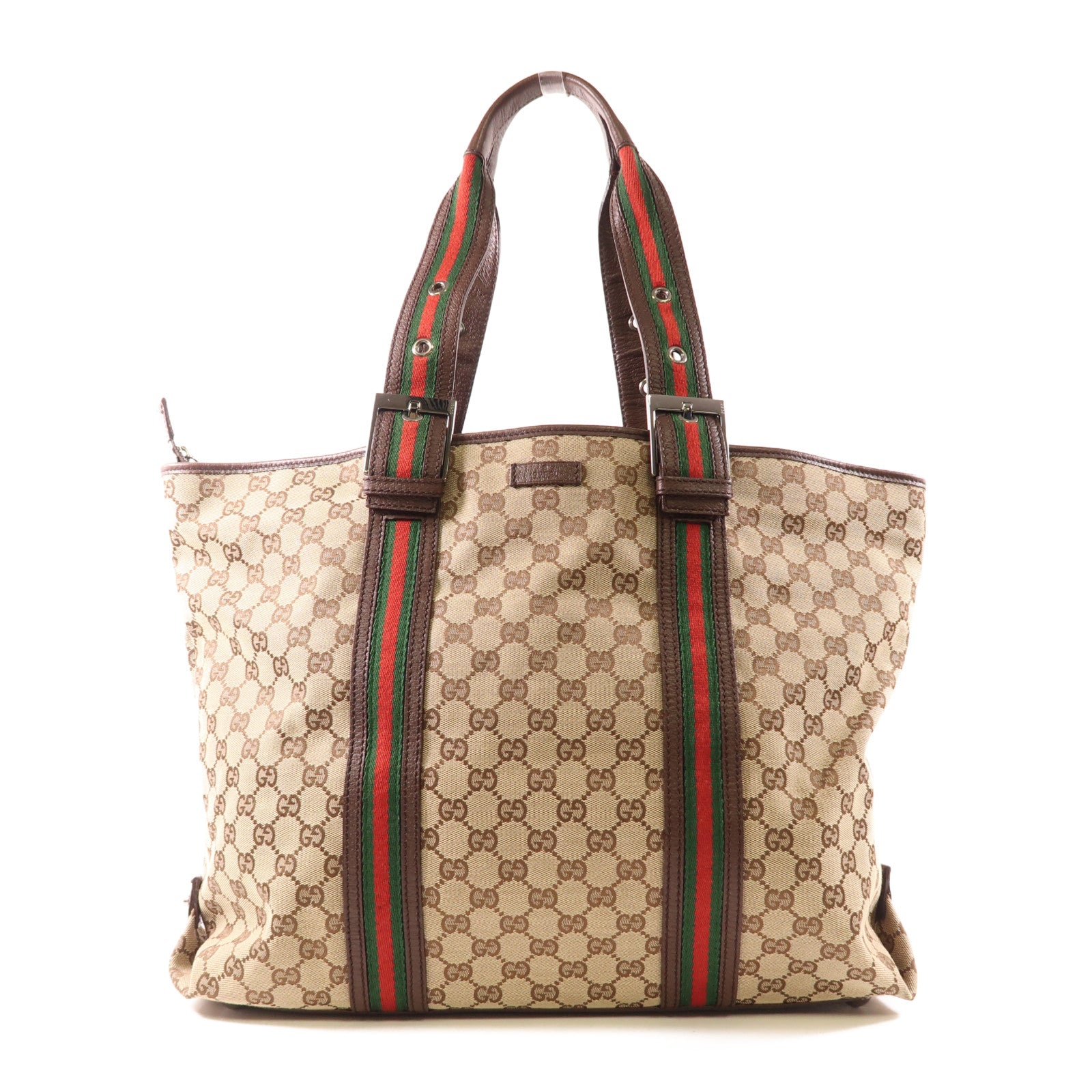 GUCCI 帆布Shoulder Tote銀扣肩背袋/手挽袋
