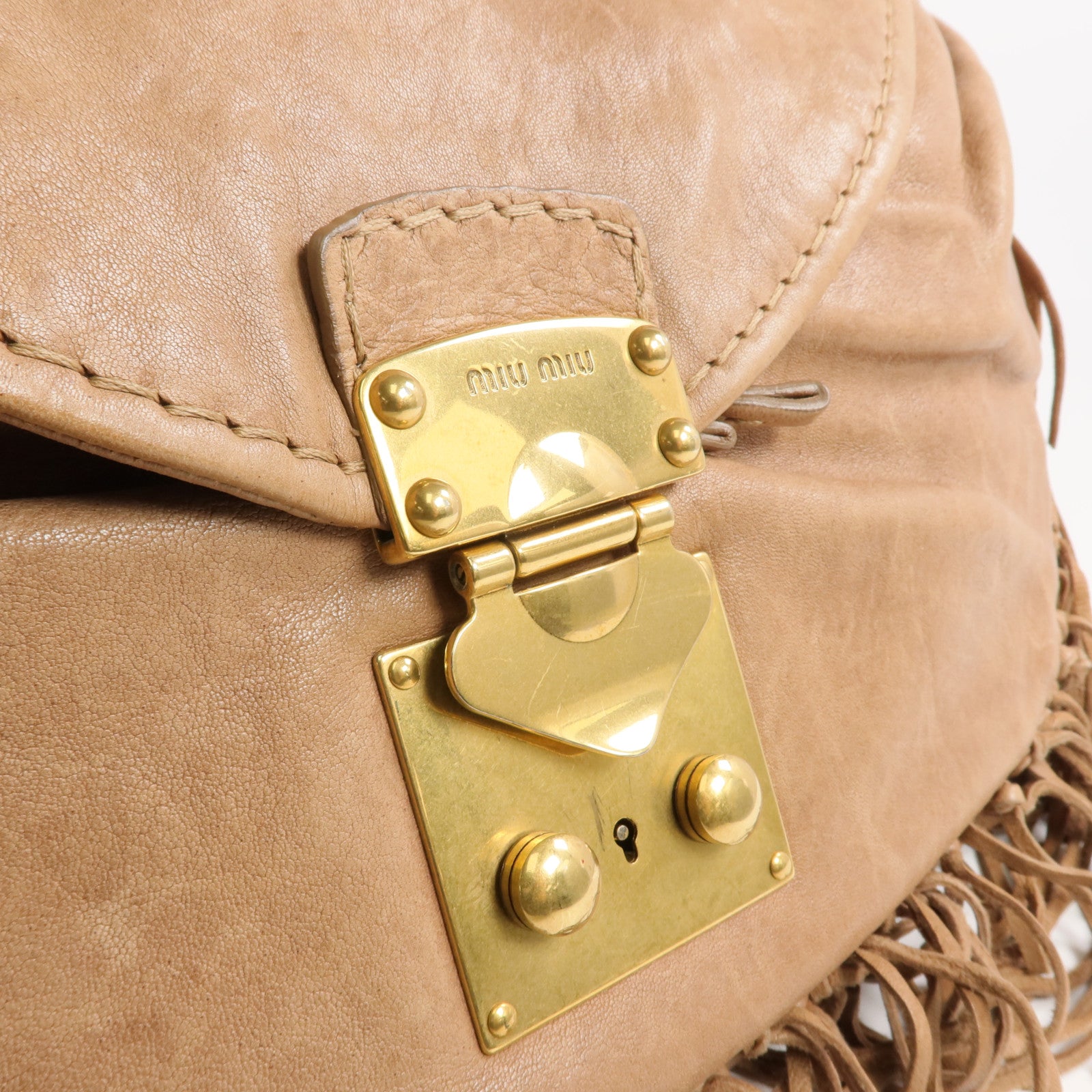 Miu Miu 牛皮皮革2 Way Shoulder金扣手挽肩背兩用袋