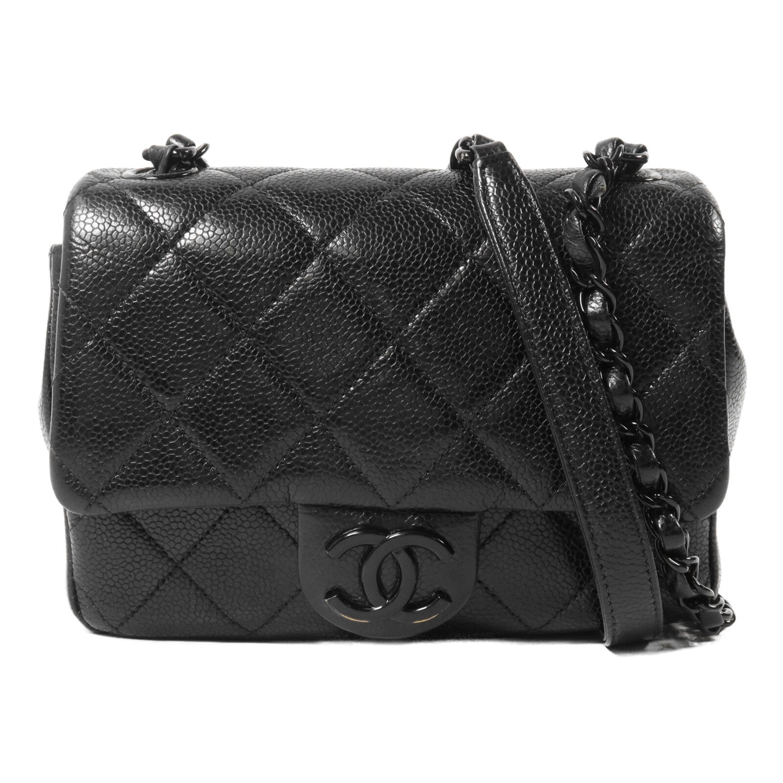 CHANEL 牛皮皮革Mini Flap 17cm鏈帶肩背袋