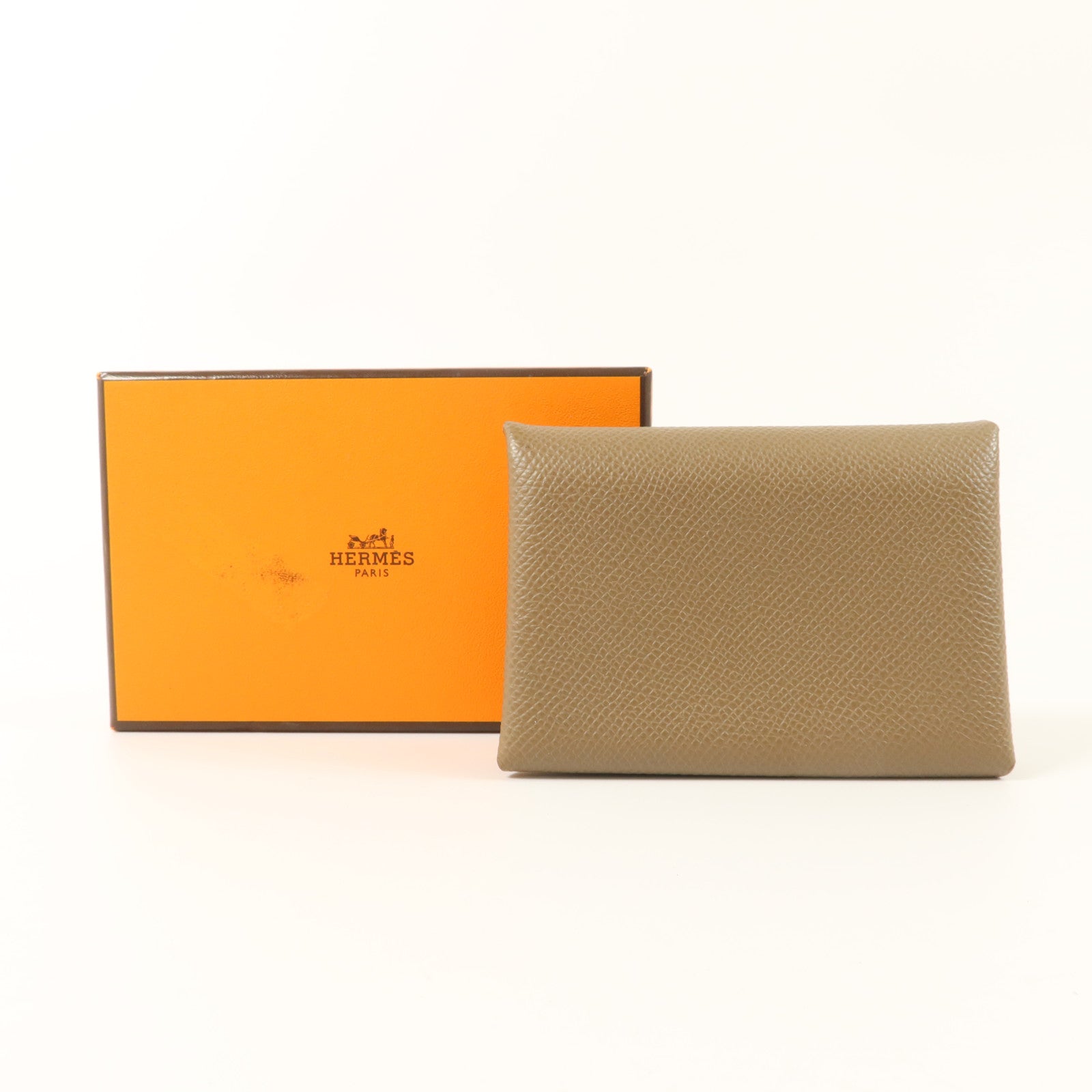 HERMES Epsom皮革Calvi Duo卡片套Etoupe