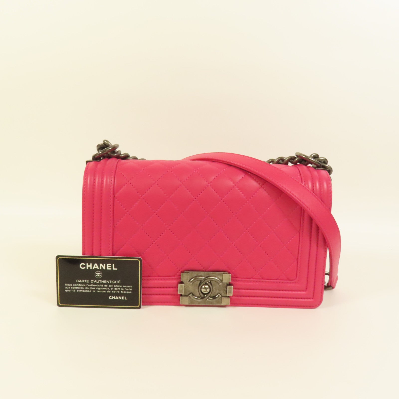 CHANEL 羊皮皮革Boy 25鏈帶肩背袋