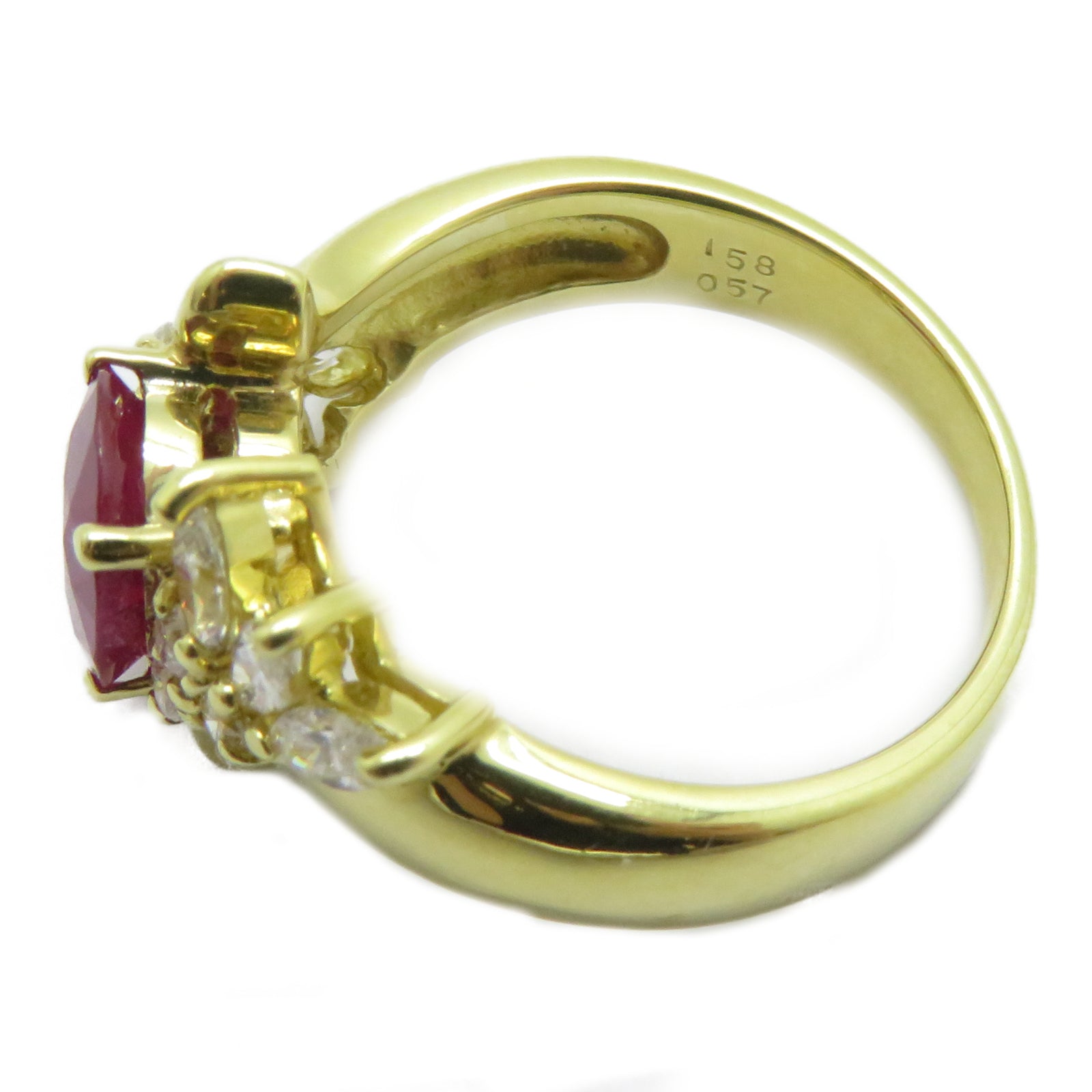 JEWELRY 18K黃金Ruby Ring 1.58ct紅寶石/0.57ct鑽石戒指US#6.25