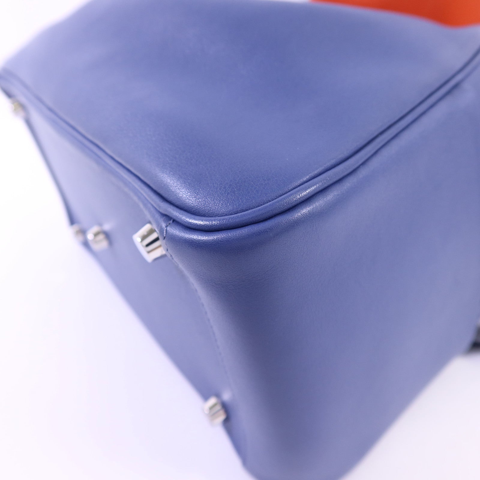 HERMES Swift皮革Lindy 26銀扣手挽肩背兩用袋Bleu Brighton