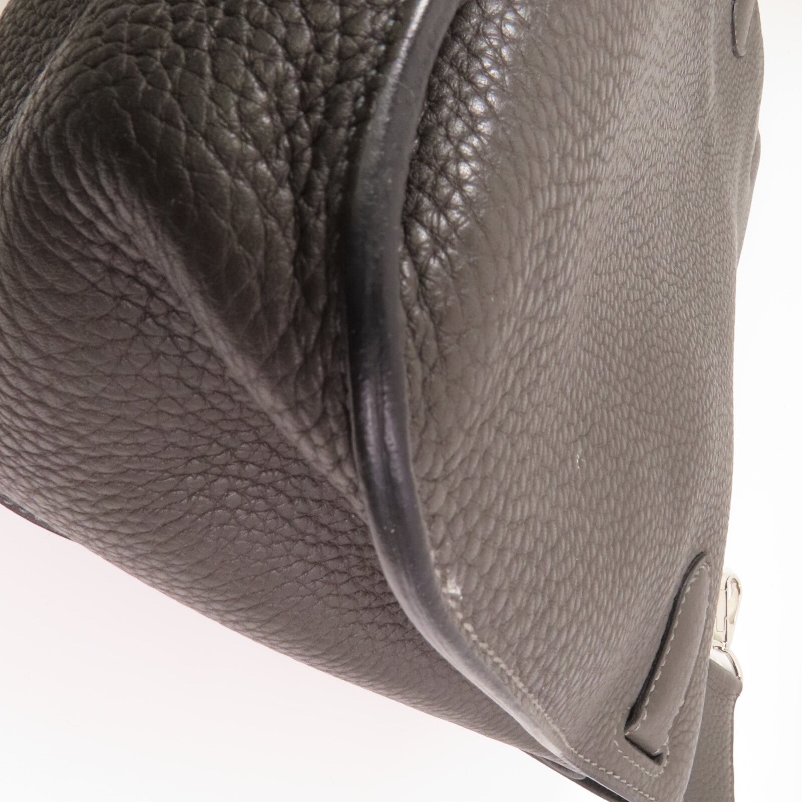 HERMES Clemence皮革Jypesiere 37銀扣肩背袋Etain
