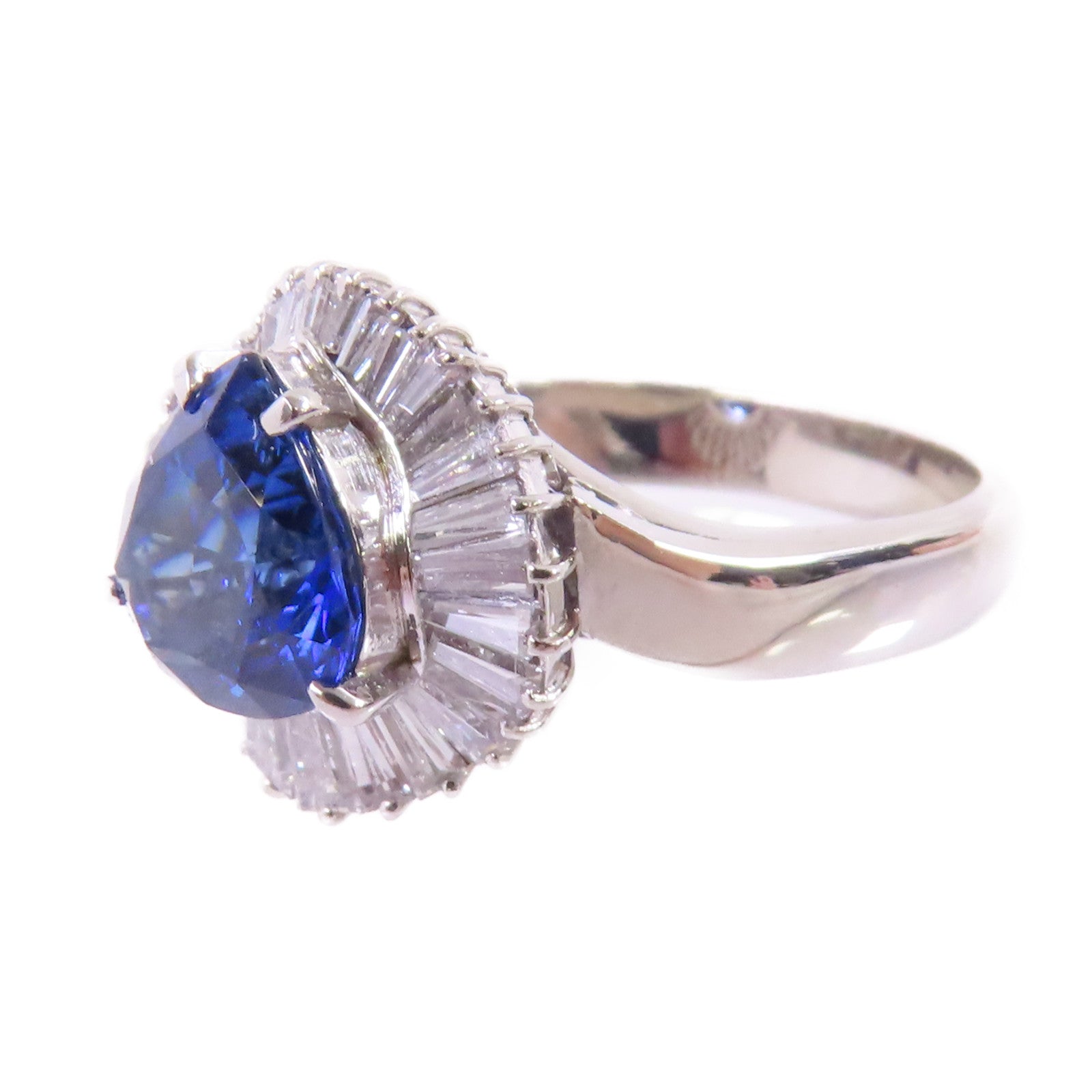 JEWELRY PT900鉑金/2.52ct藍寶石/0.77ct鑽石Sapphire/Diamond Ring戒指US#6