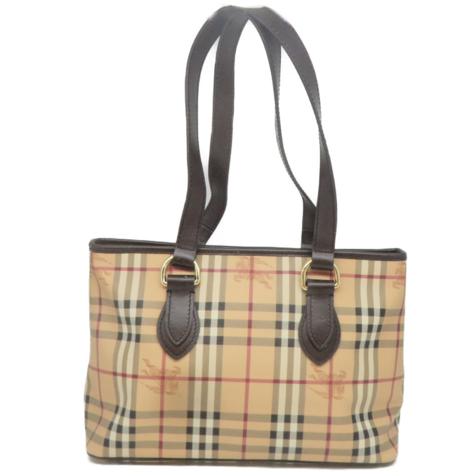 BURBERRY 【激減優惠】塗層帆布Tote Bag金扣肩背袋啡色