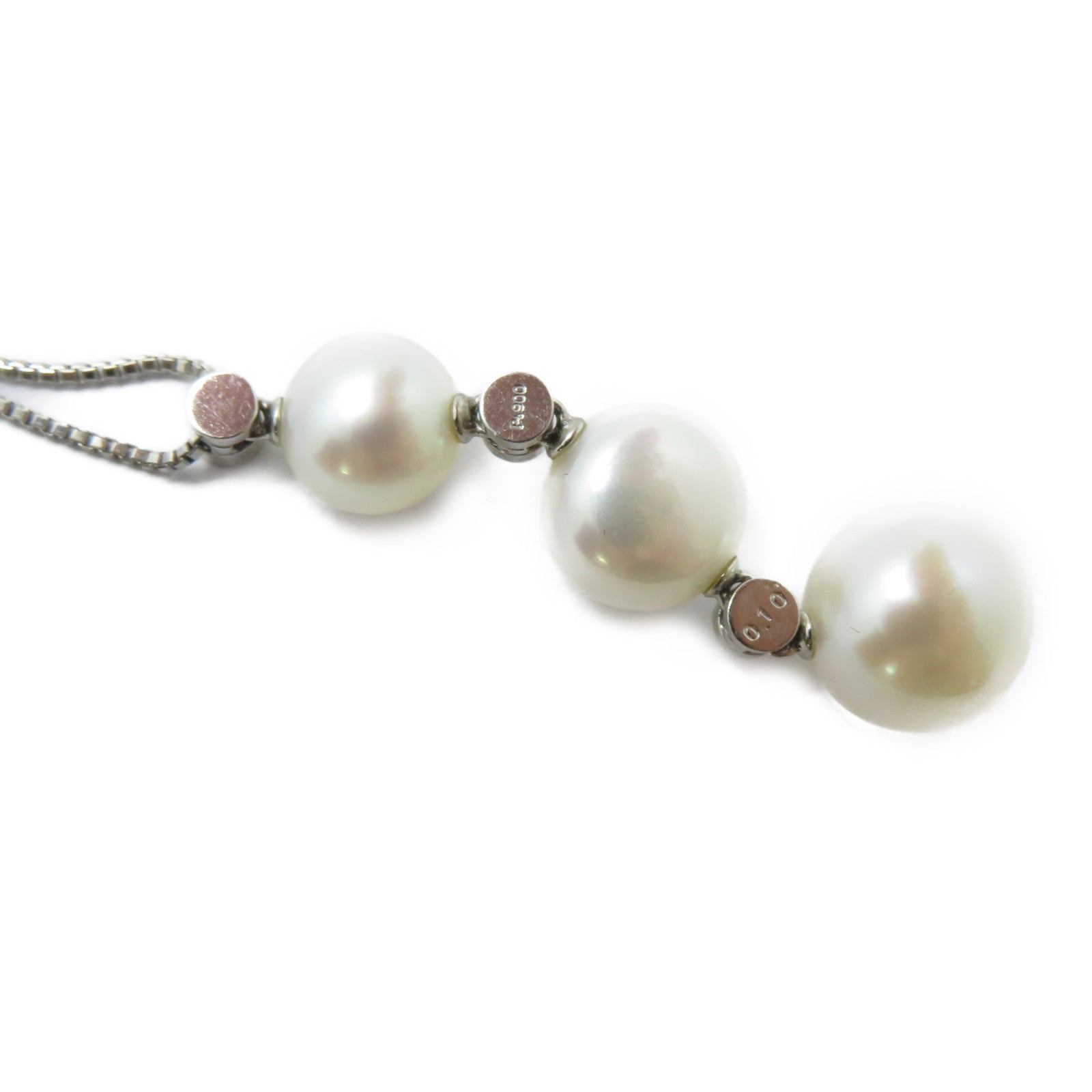 JEWELRY PT900/PT850鉑金Pearl Necklace 0.10ct鑽石項鏈