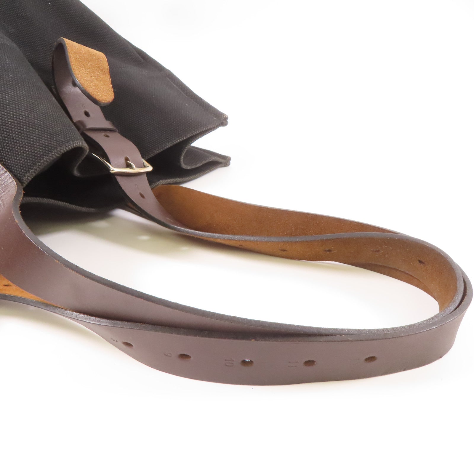 HERMES 【激減優惠】帆布/皮革Etriviere Shopping銀扣肩背袋黑色/啡色