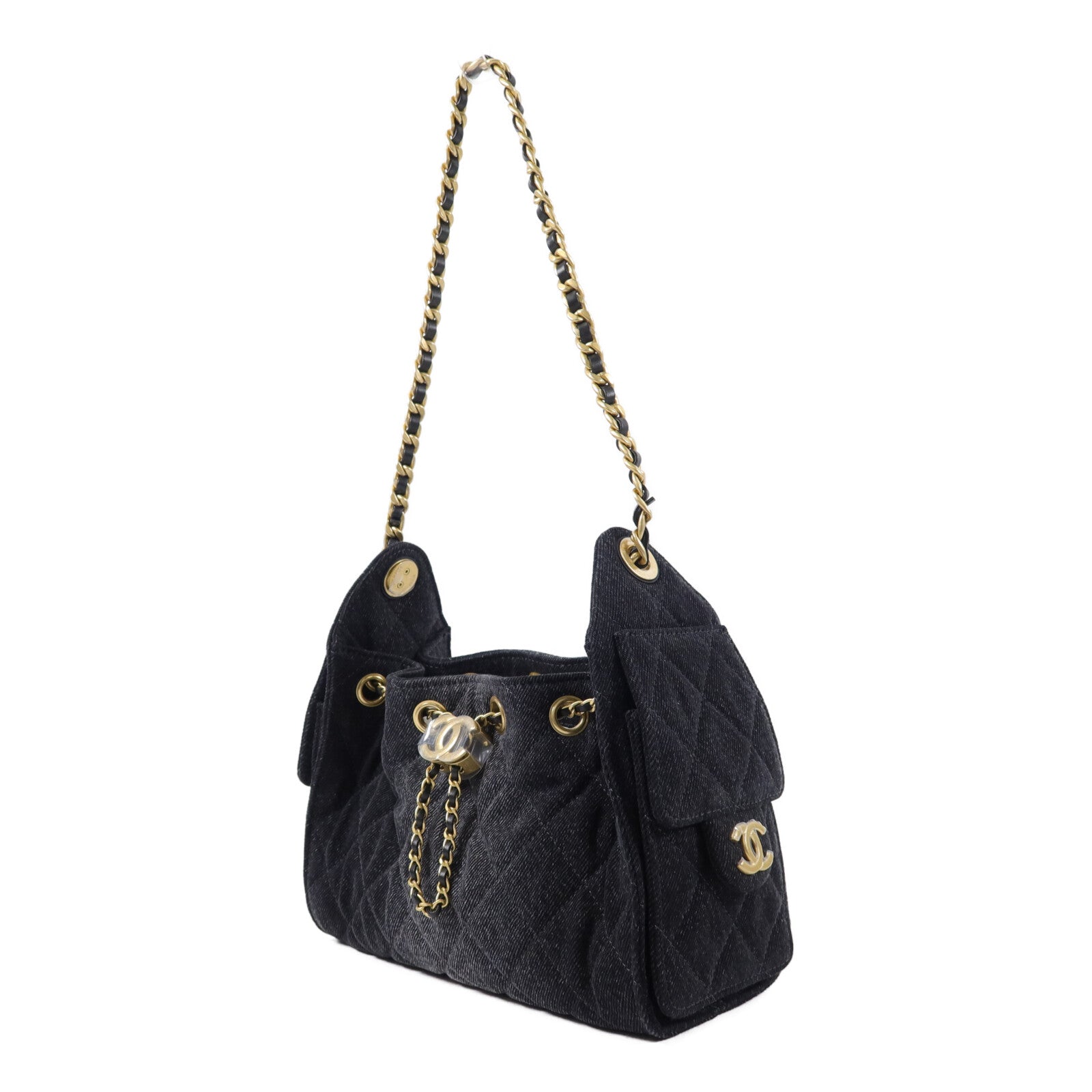 CHANEL 牛仔布Chanel 25 Mini鏈帶肩背袋