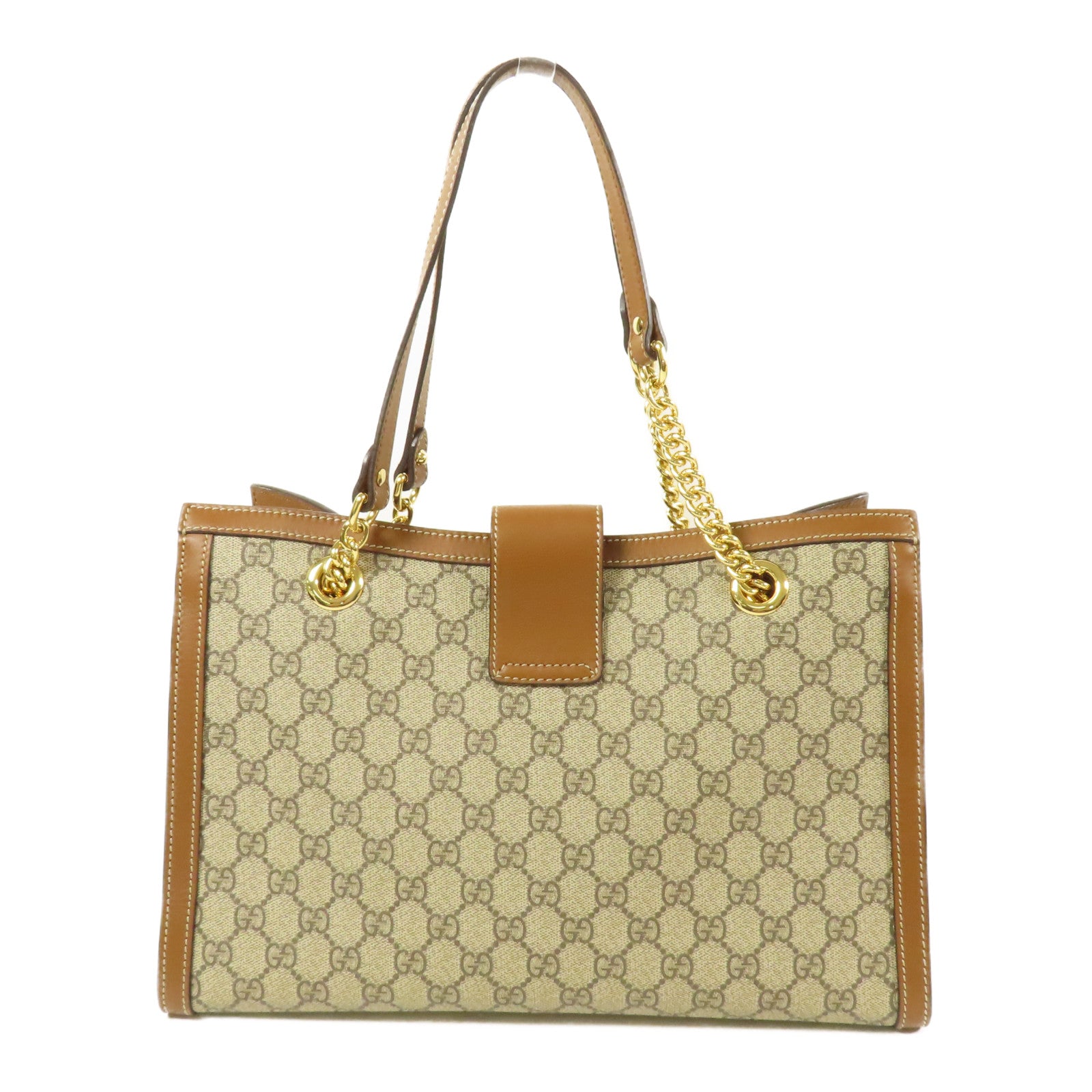 GUCCI 塗層帆布Padlock GG金扣鏈帶肩背袋