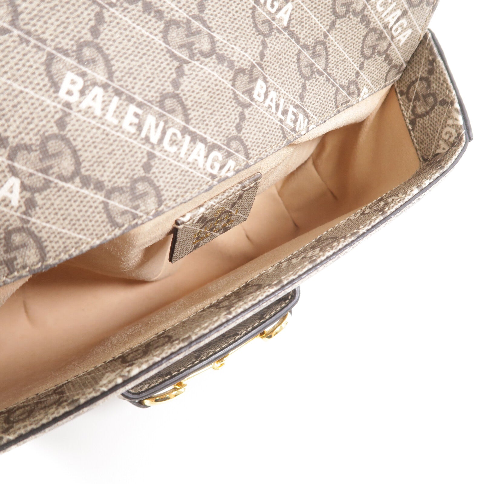 GUCCI 塗層帆布Horsebit 1955 X Balenciaga肩背袋
