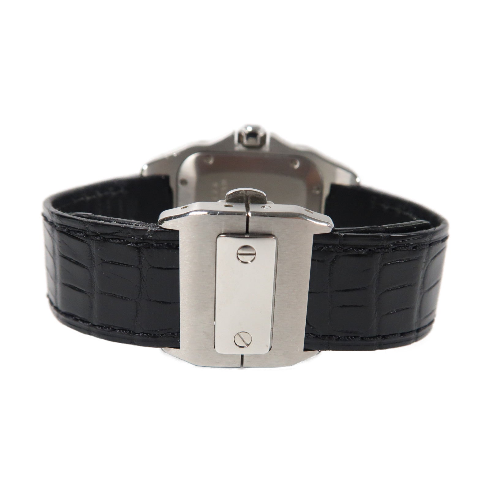 CARTIER Santos 100不鏽鋼/皮革手錶自動機芯白色