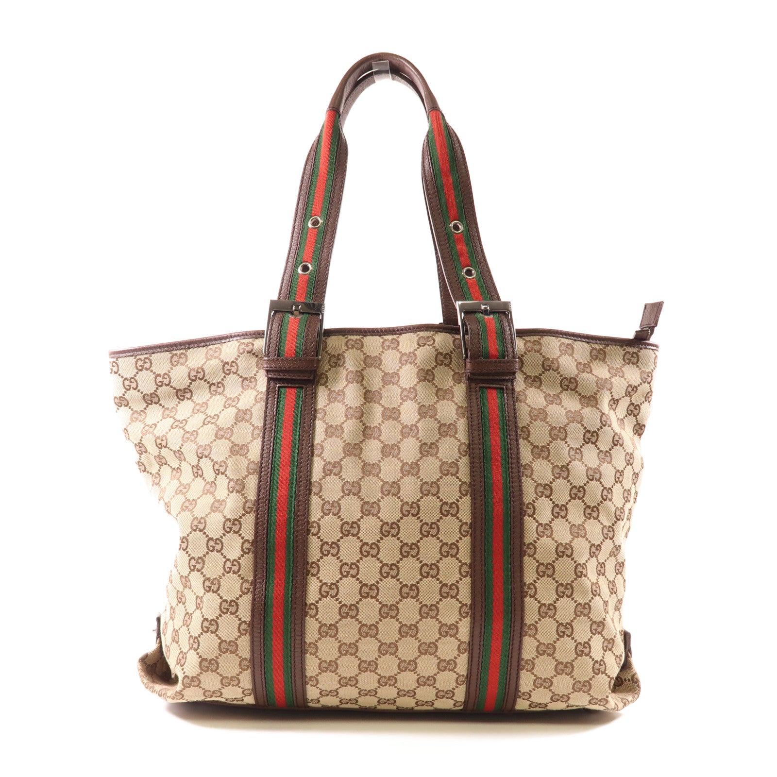 GUCCI 帆布Shoulder Tote銀扣肩背袋/手挽袋